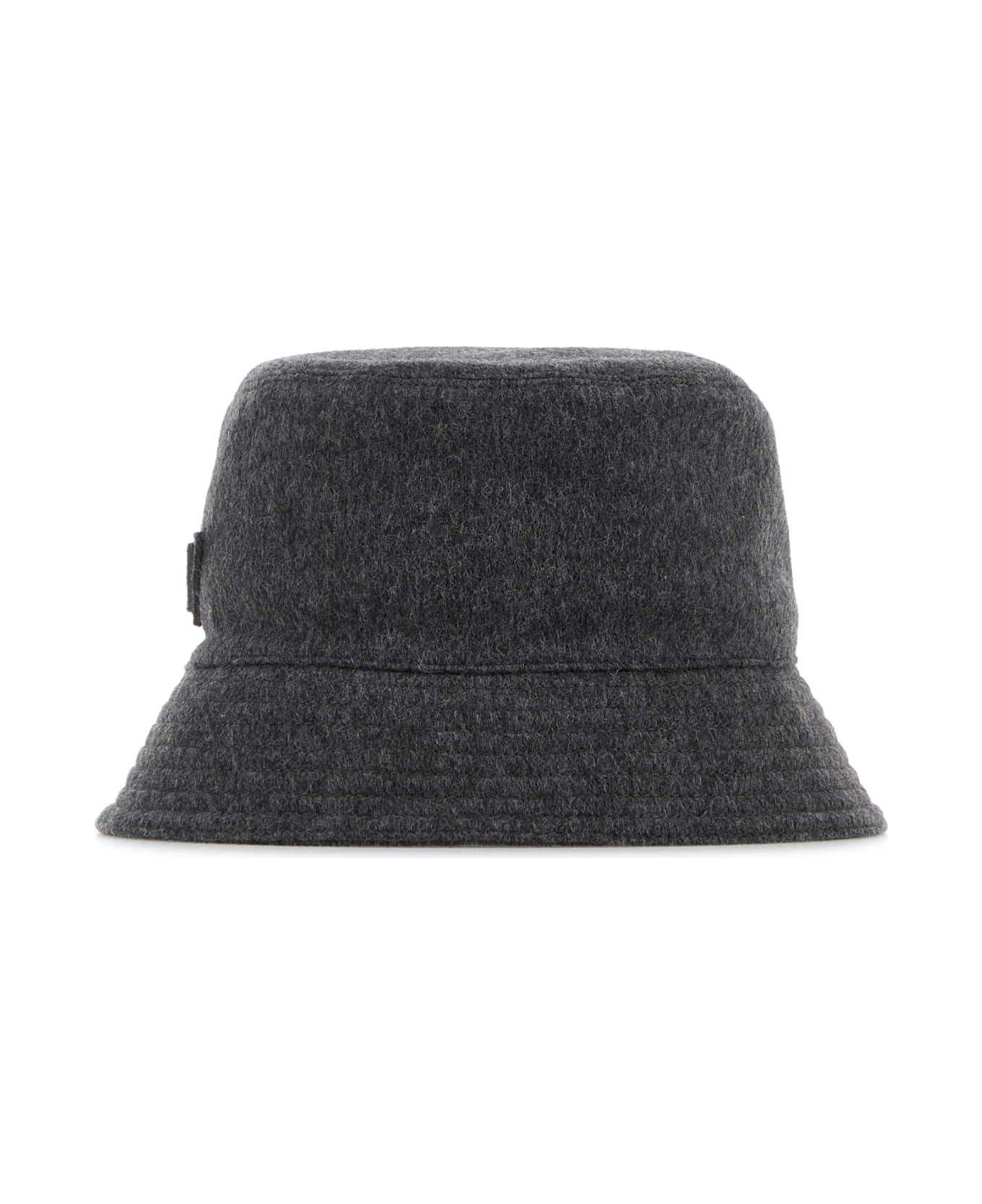 Prada Dark Grey Felt Bucket Hat - ARDESIA