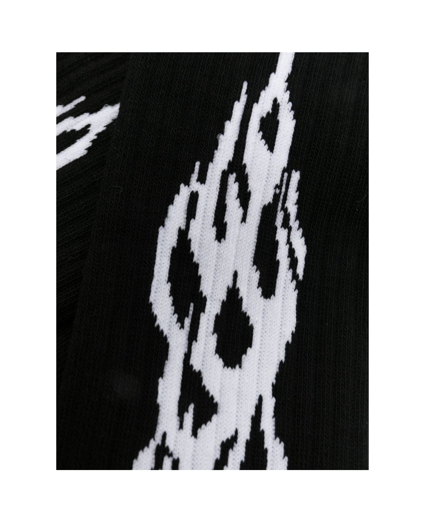 Vision of Super Black Socks With Logo And Flames - Black/white