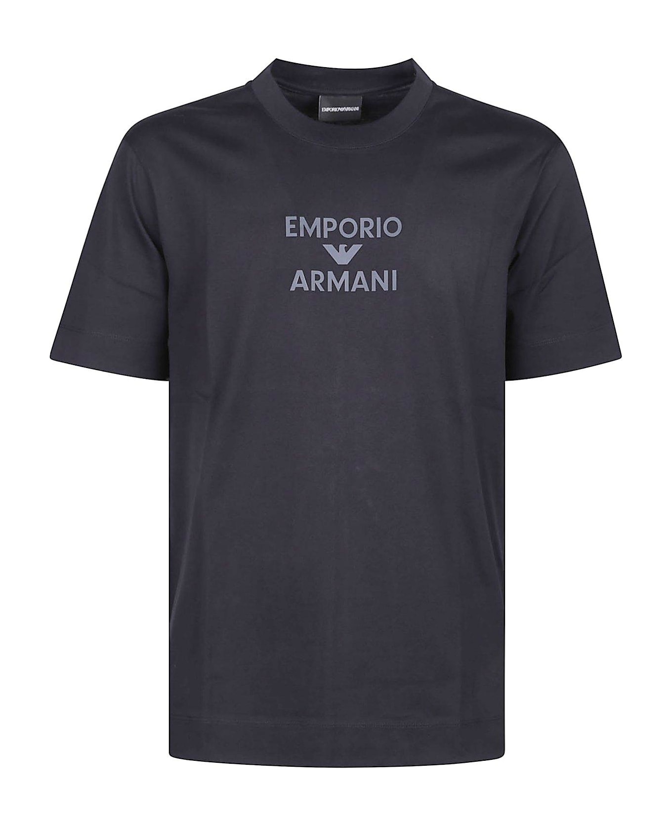 Emporio Armani Rubberised Logo Asv Jersey T-shirt - Blue