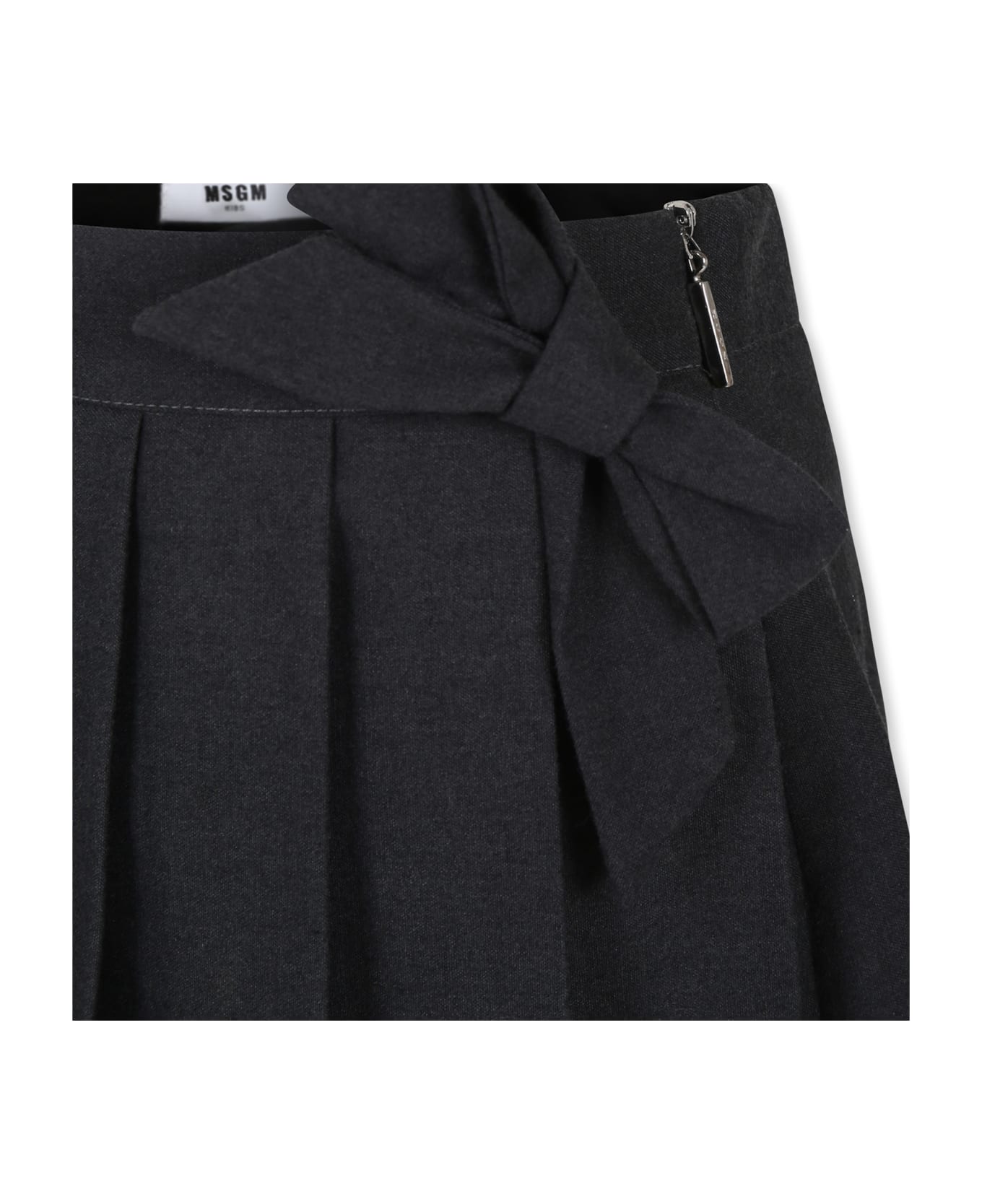 MSGM Grey Skirt For Girl With Bow - Grey