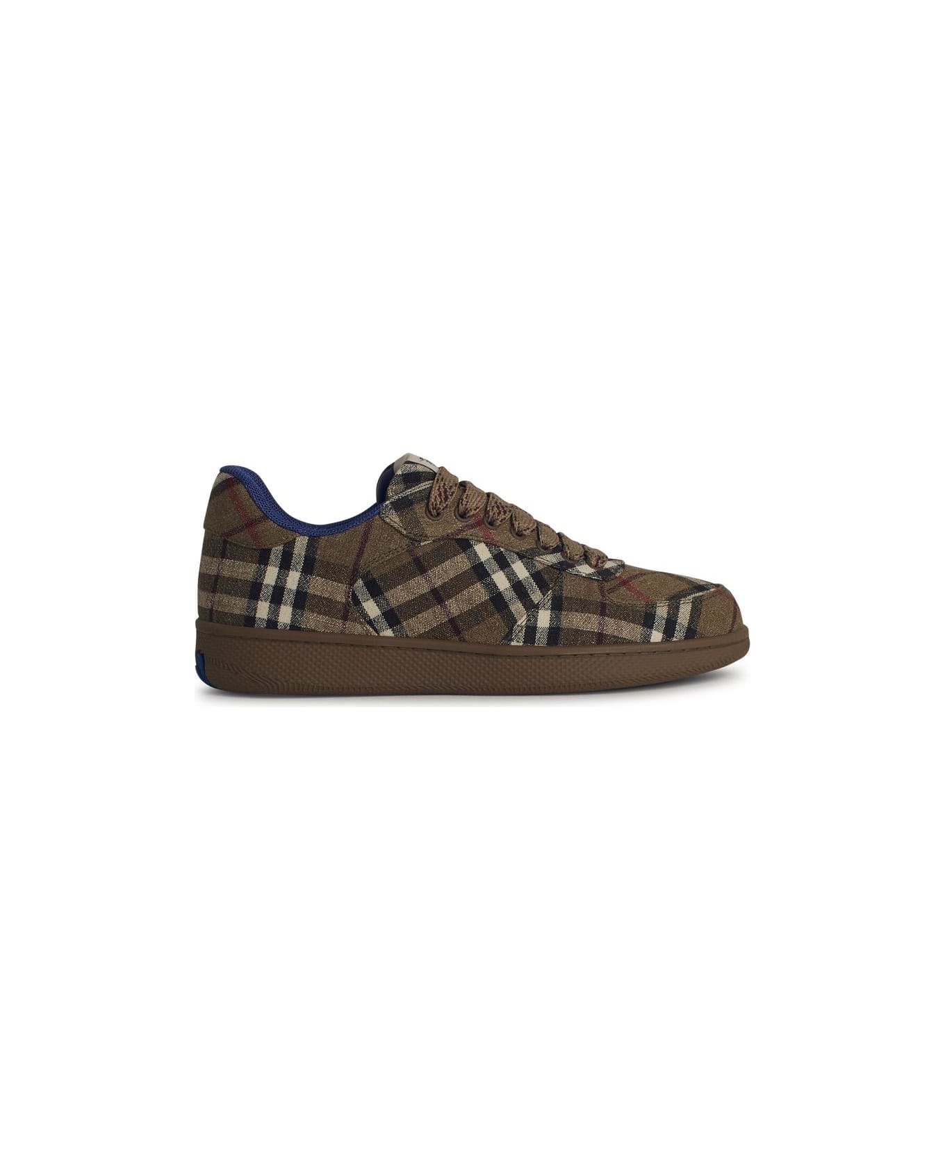 Burberry 'terrace' Green Polyester Blend Sneakers - BRUSH IP CHECK
