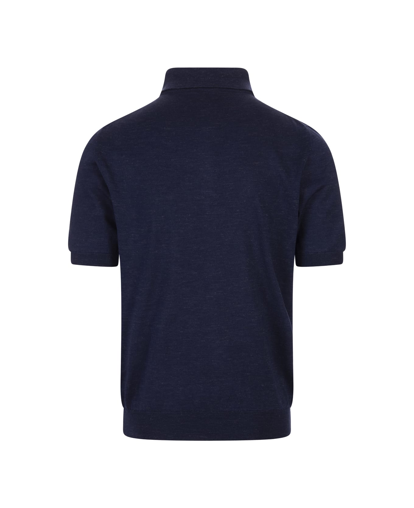 Kiton Navy Blue Knitted Short-sleeved Polo Shirt - Blue