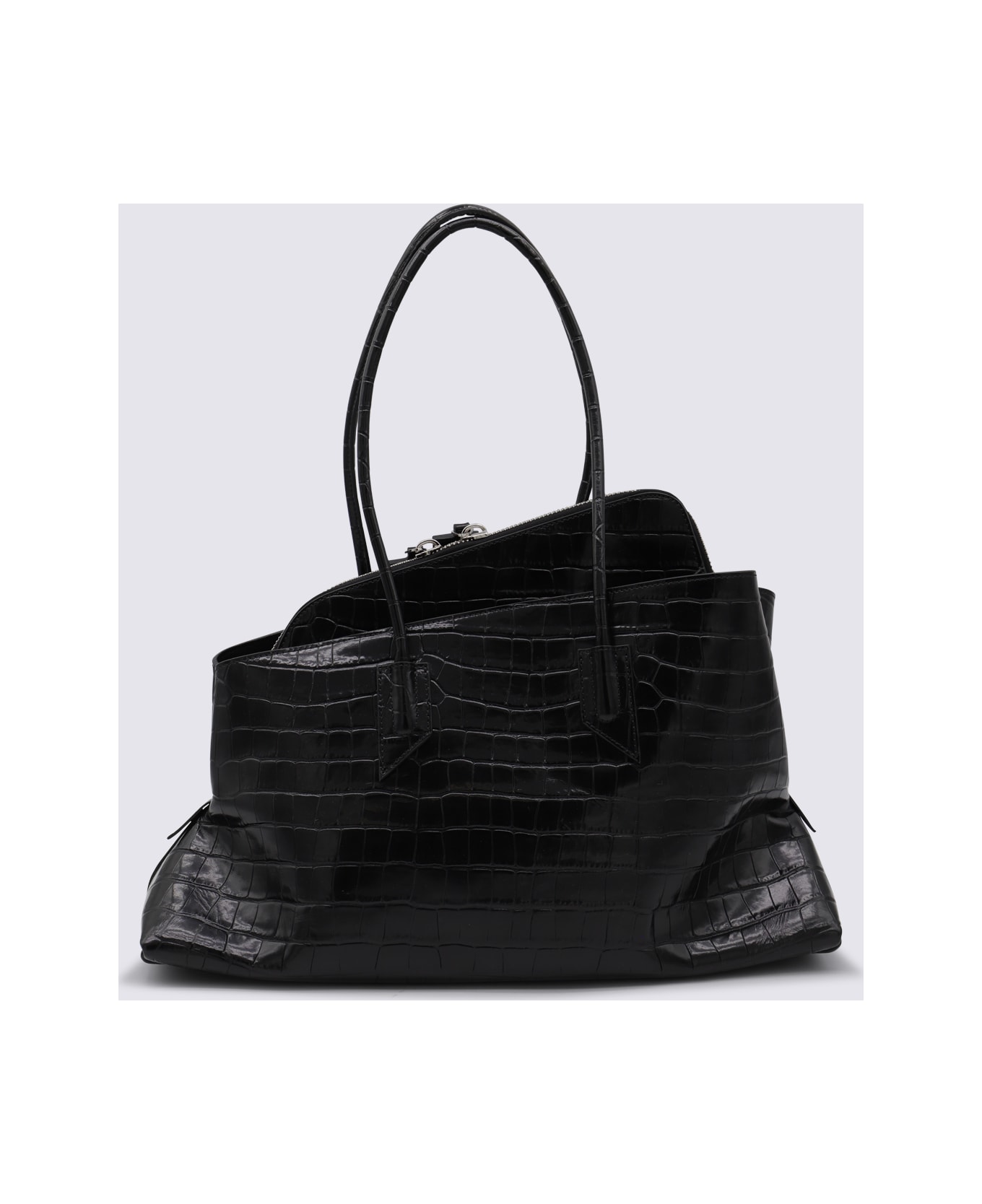 The Attico Black Leather La Passeggiata Medium Shoulder Bag - Black