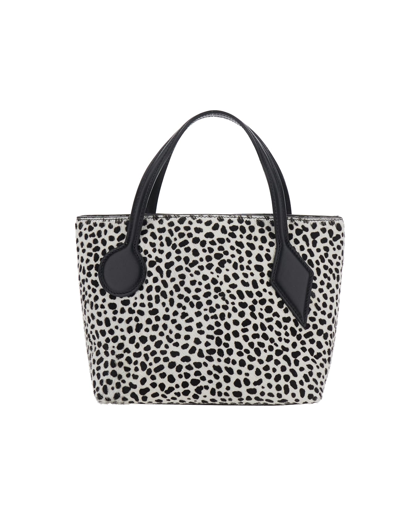 Little Liffner 'sprout' Black And White Shoulder Bag With All-over Animal Motif In Leather Woman - White/black