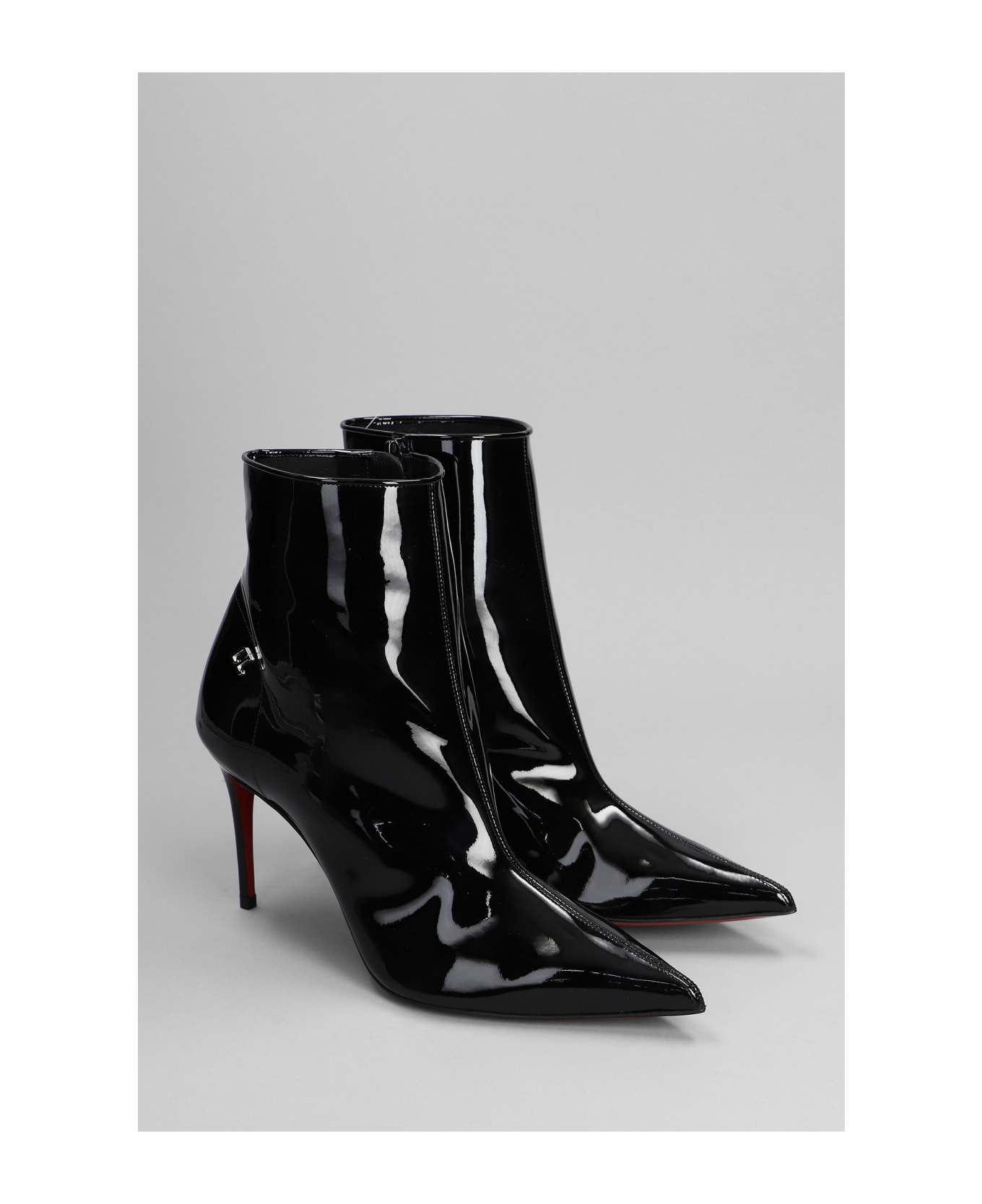 Christian Louboutin Sporty eva Booty High Heels Ankle Boots In Black Patent Leather - black