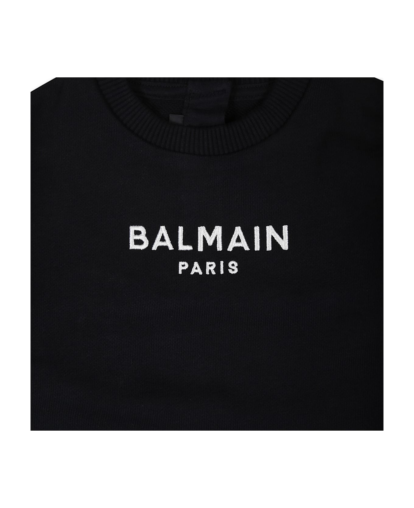 Balmain Black Suit For Baby Girl With Logo - Black