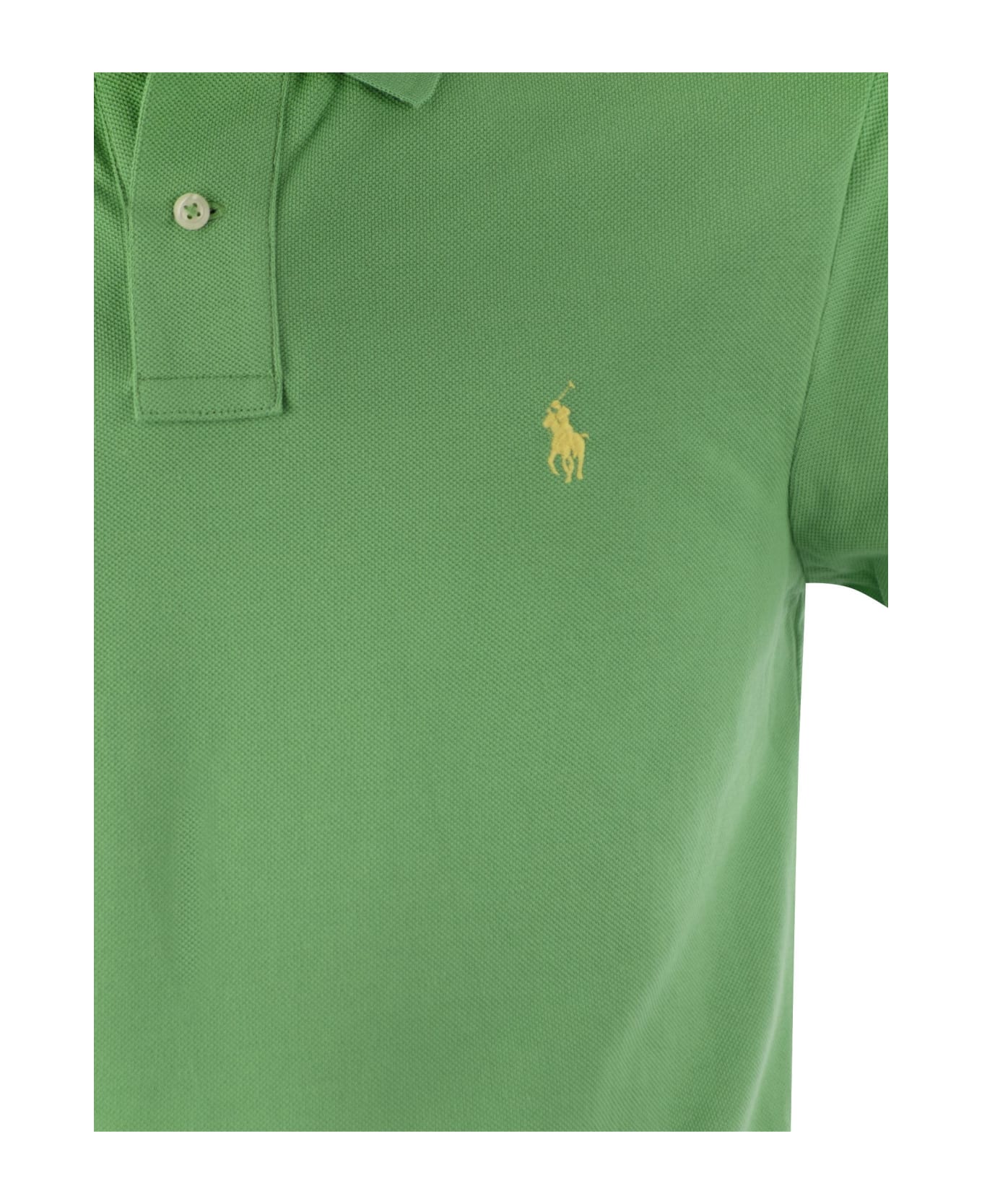 Polo Ralph Lauren Slim-fit Polo Shirt In Light Green Piqué - Green