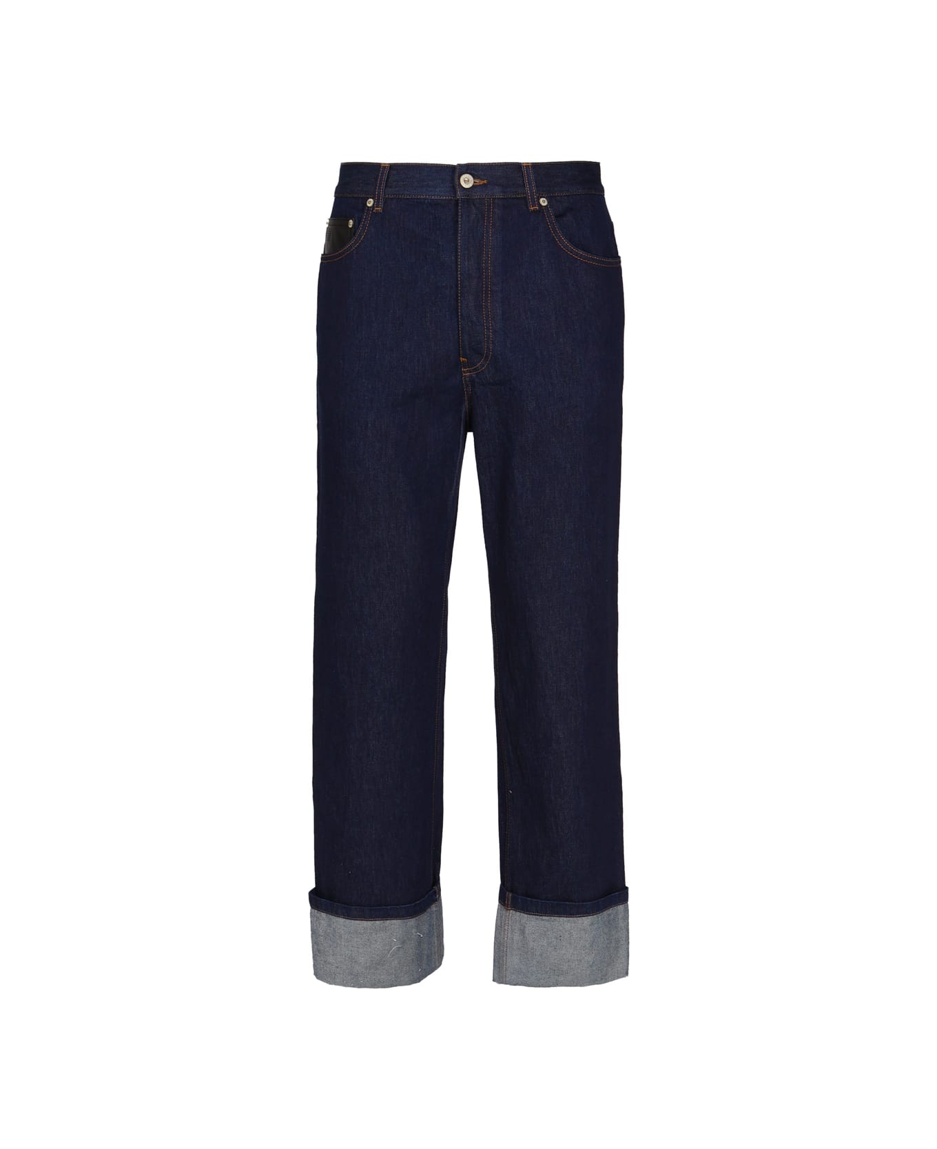 Loewe Fisherman Jeans In Denim With Turn-up - Indigo