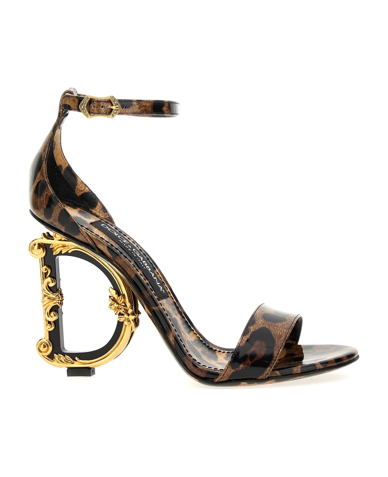 Dolce & Gabbana Animal-print Sandals With Logo Heel - Leo
