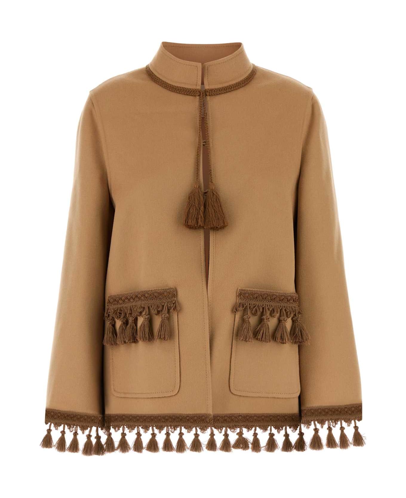 Valentino Garavani Camel Wool Blend Coat - SAHEL