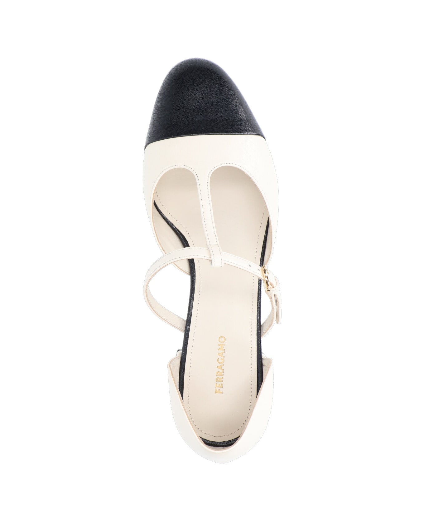 Ferragamo "t-strap" Ballet Flats - White