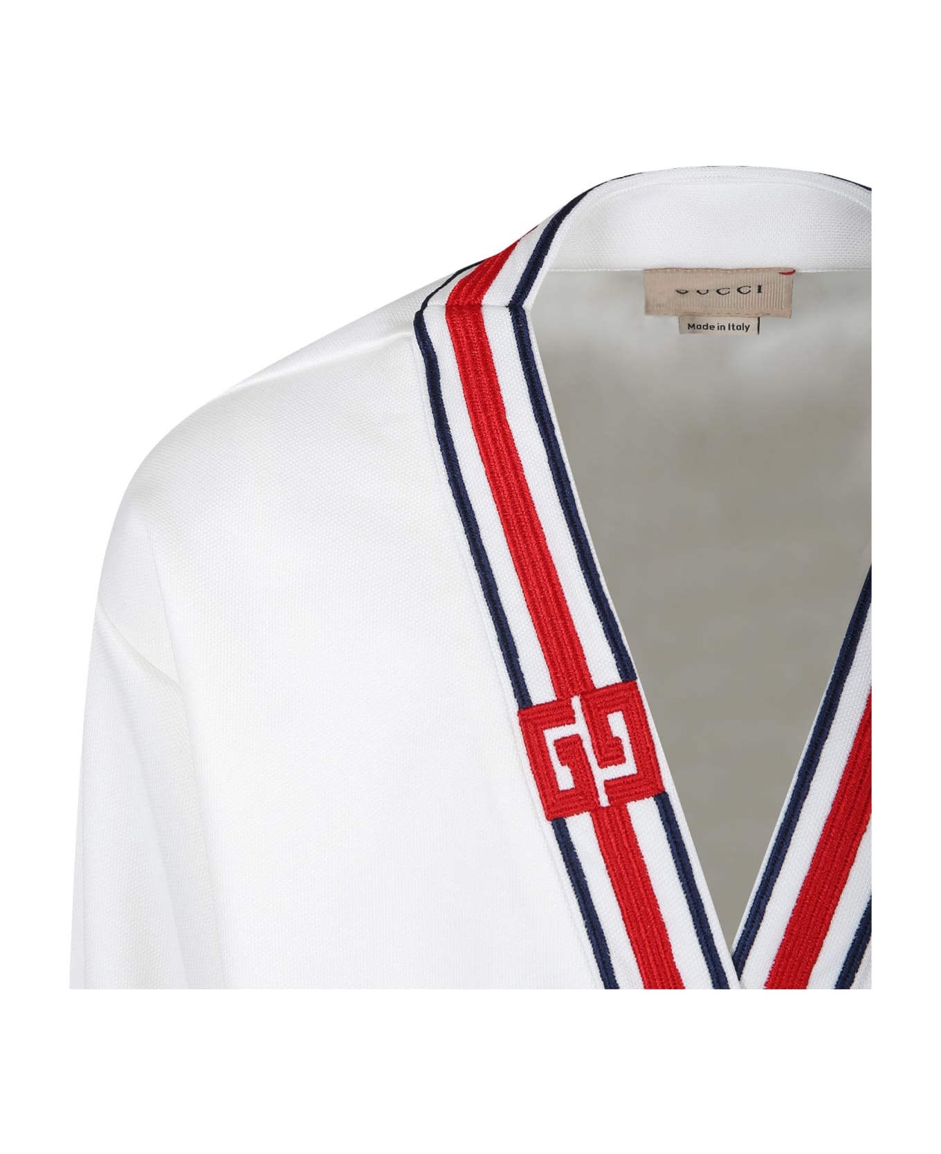 Gucci White Cardigan For Girl With Iconic Gg - Bianco
