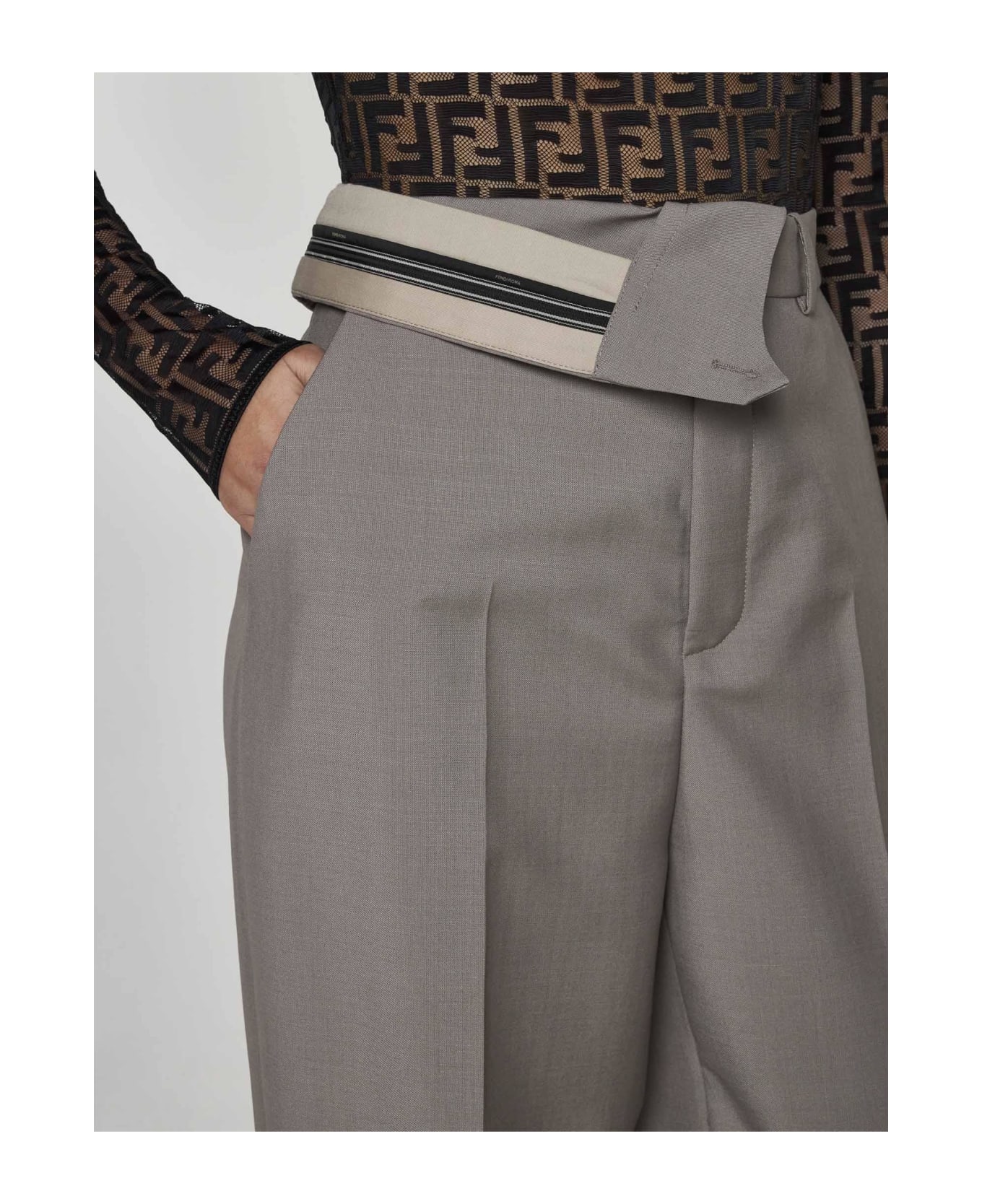 Fendi Mohair And Wool Trousers - Grey