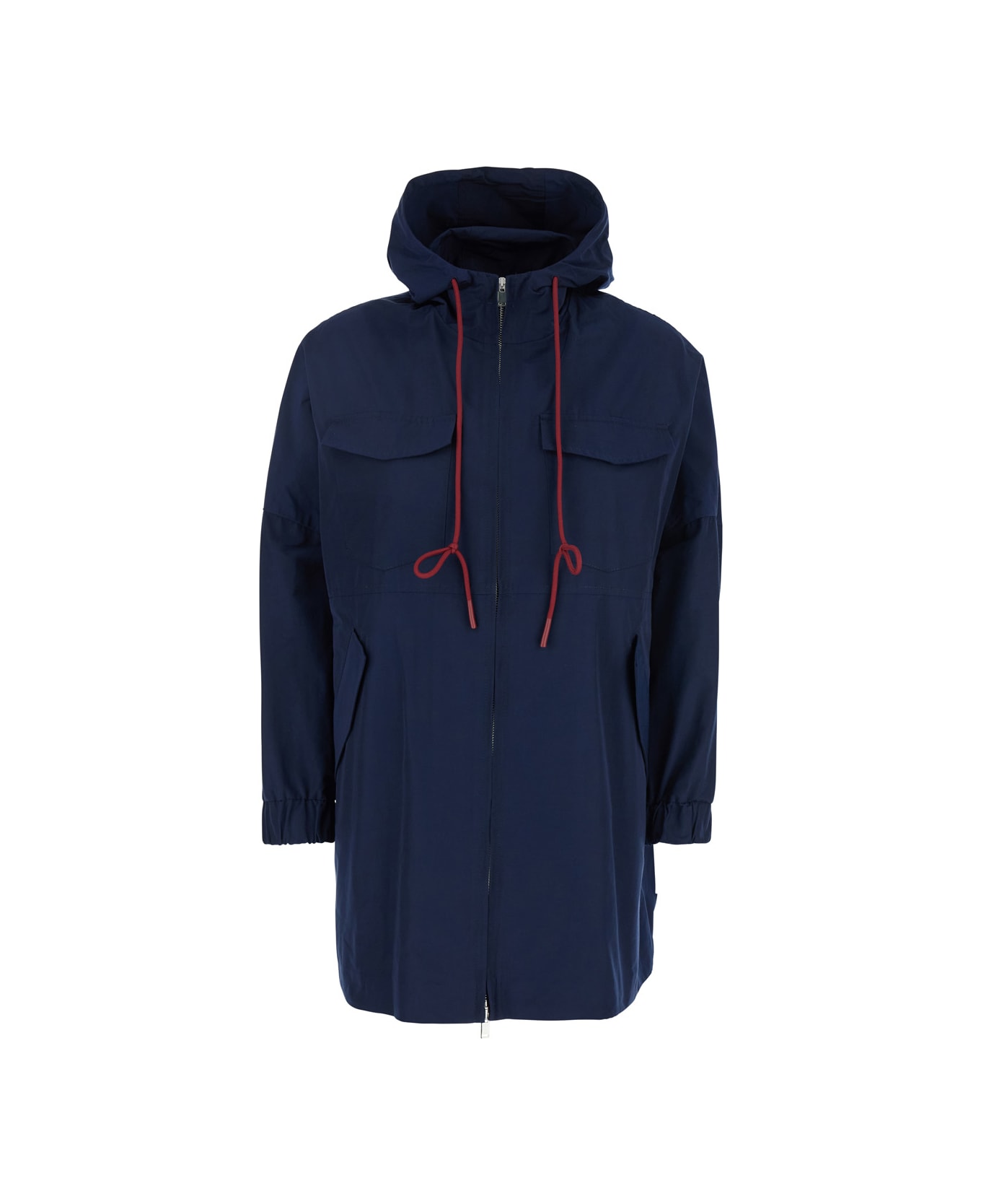 Merci Blue Jacket With Drawstring Hood In Tech Fabric Woman - Blu