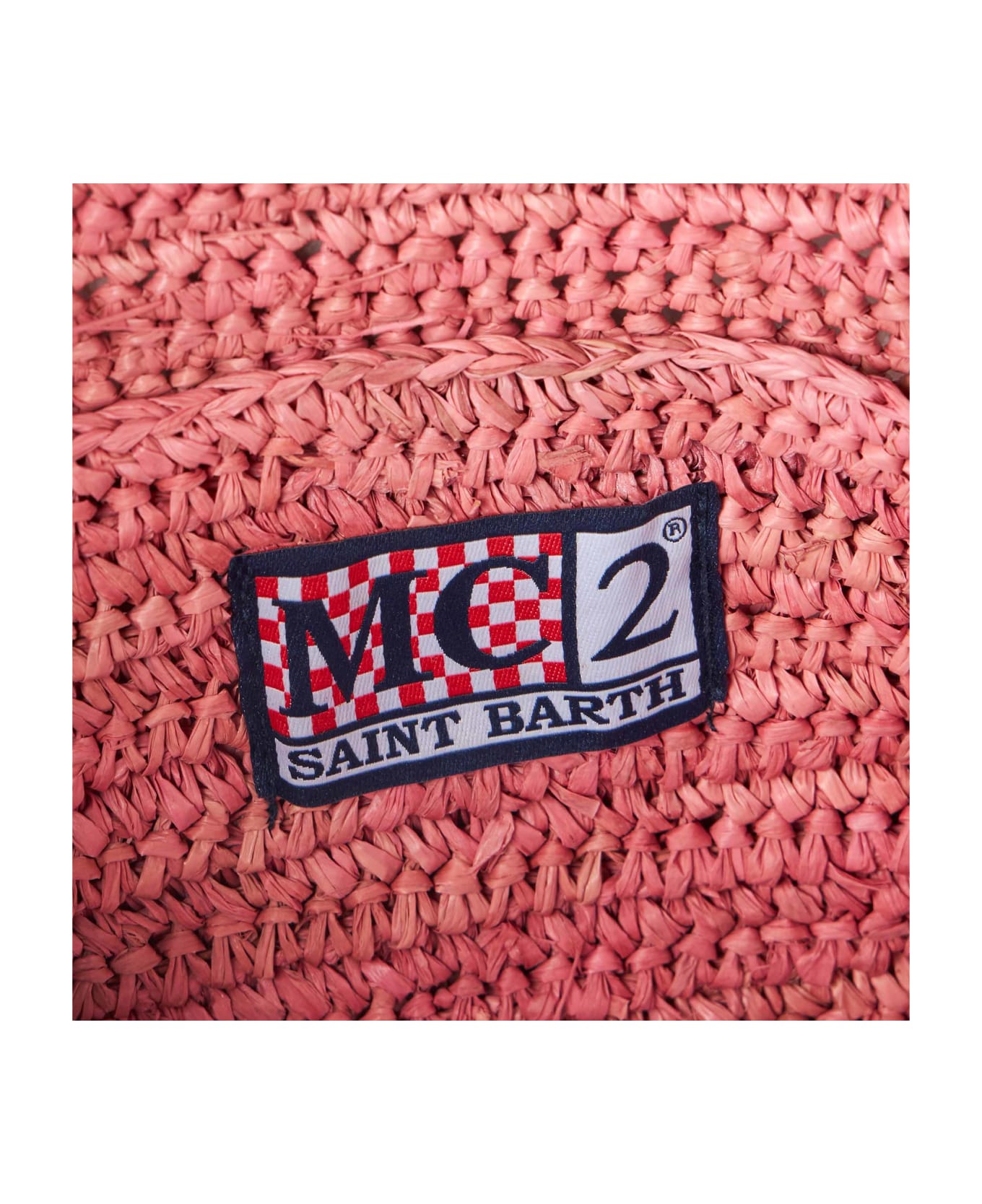 MC2 Saint Barth Raffia Pink Pochette With Front Embroidery - PINK