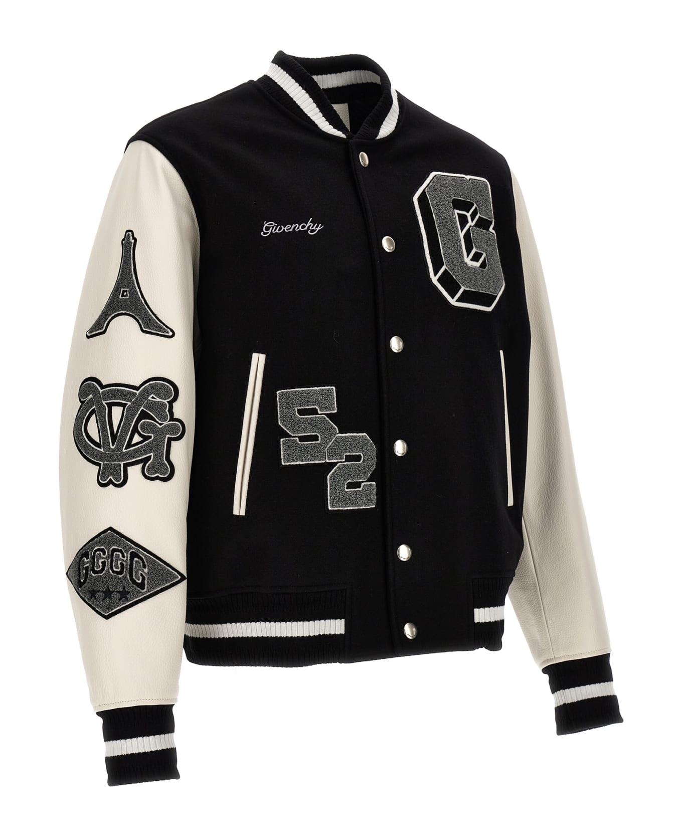 Givenchy Patches And Embroidery Bomber Jacket - White/Black
