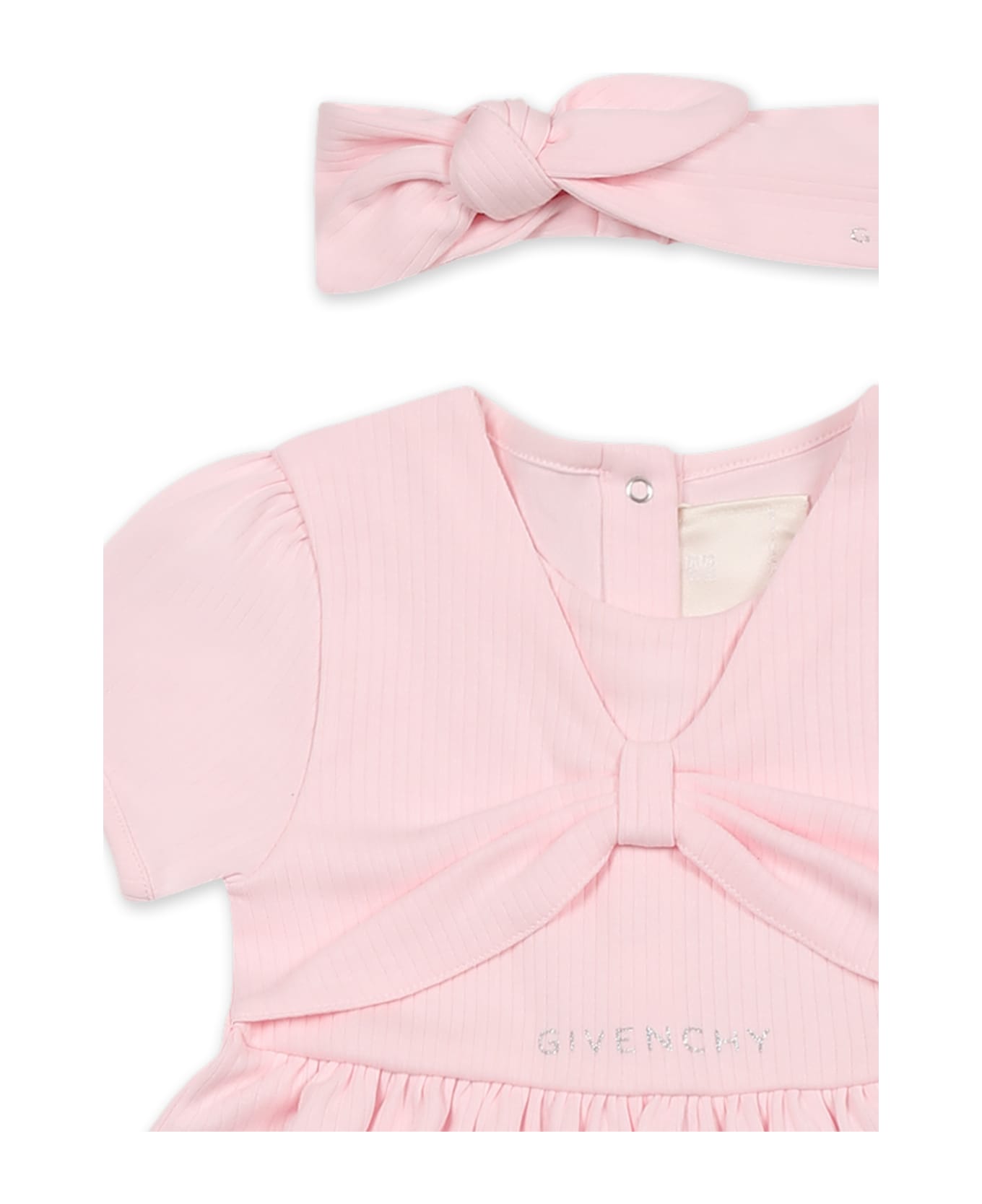 Givenchy Pink Dress Set For Baby Girl With Logo - Pink