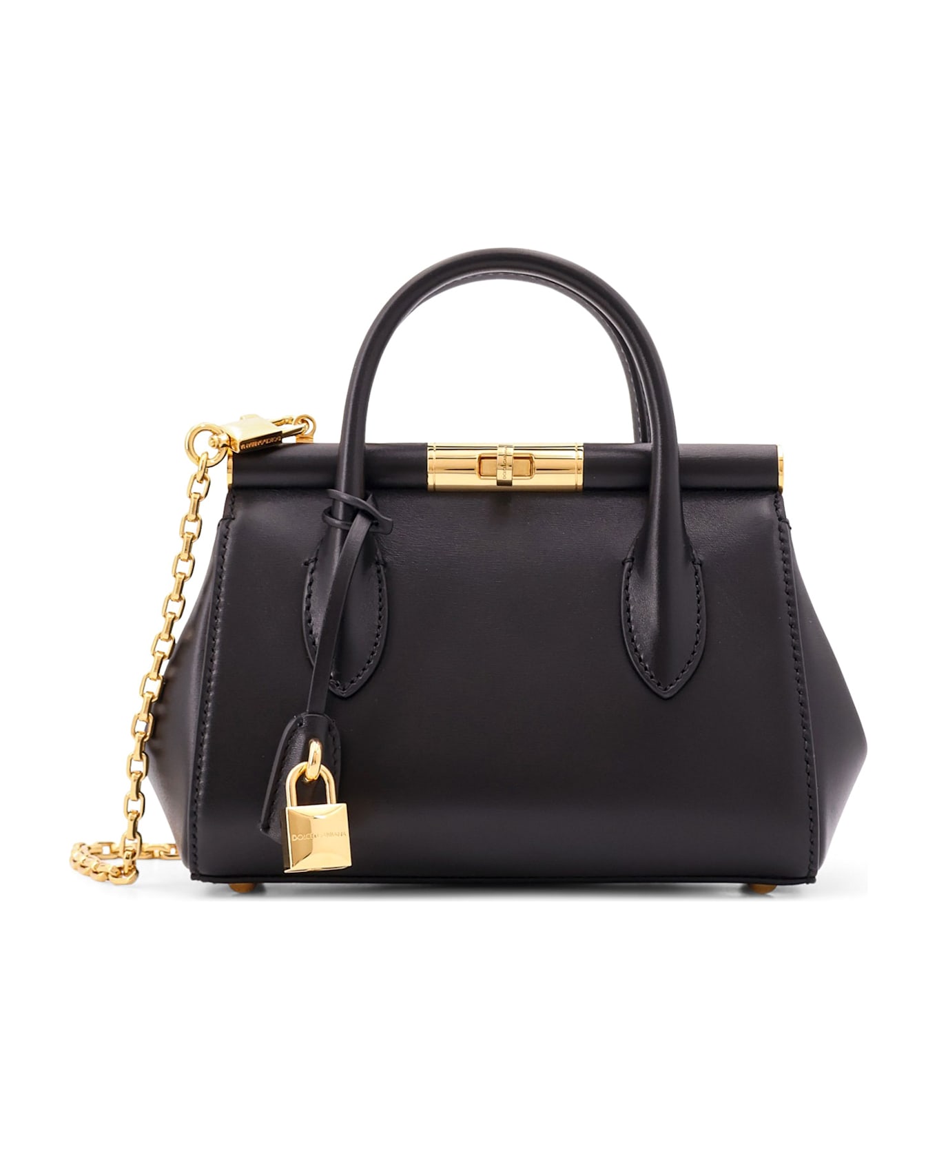 Dolce 
Gabbana Marlene Leather Handbag With Logo Print - Black