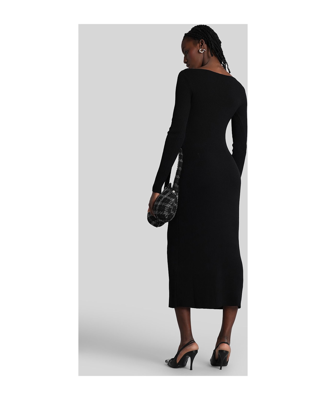 Diesel M-oloni Long Dress In Black Wool - black