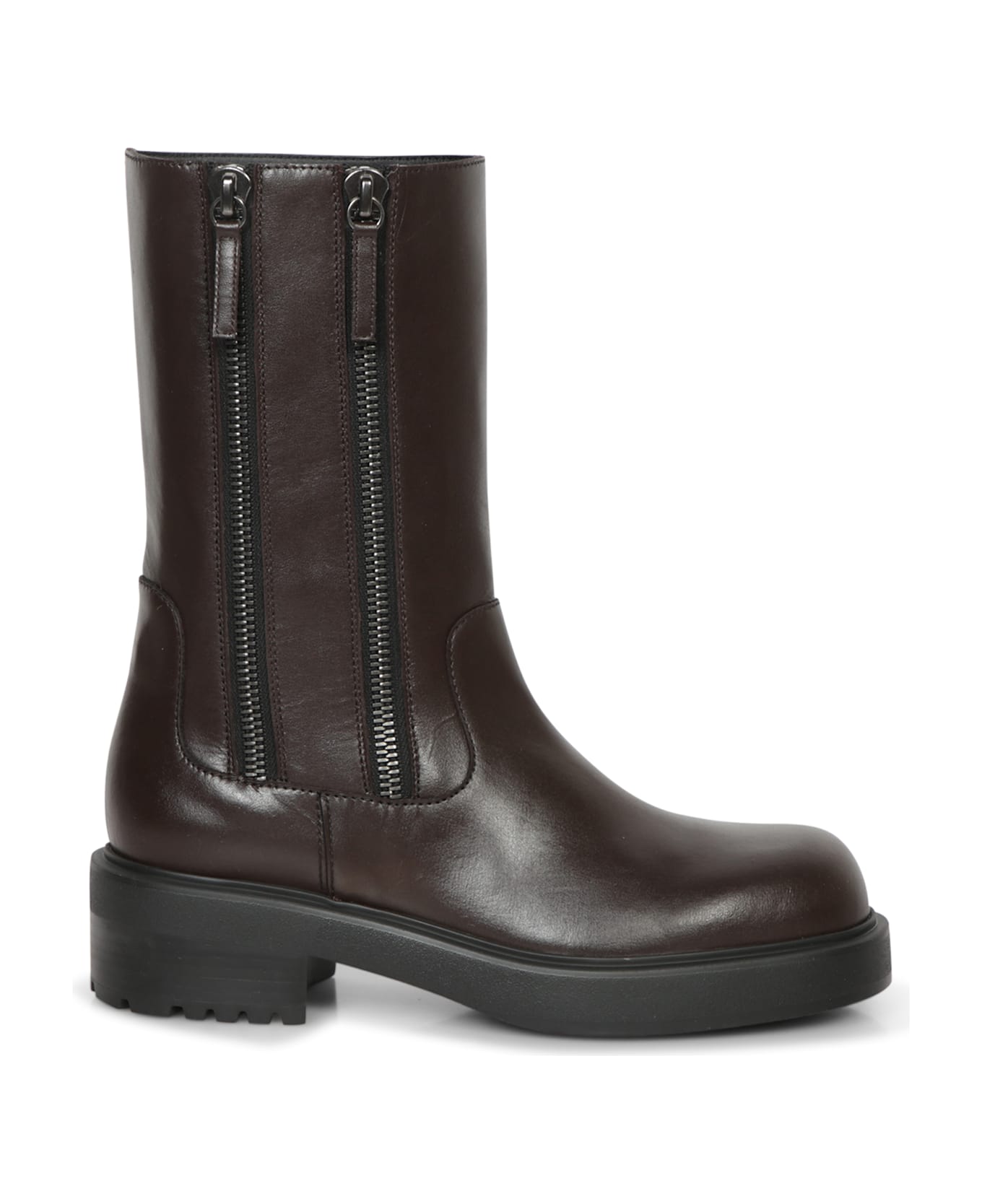 Giuseppe Zanotti Brown Leather Flat Ankle Boots - Brown