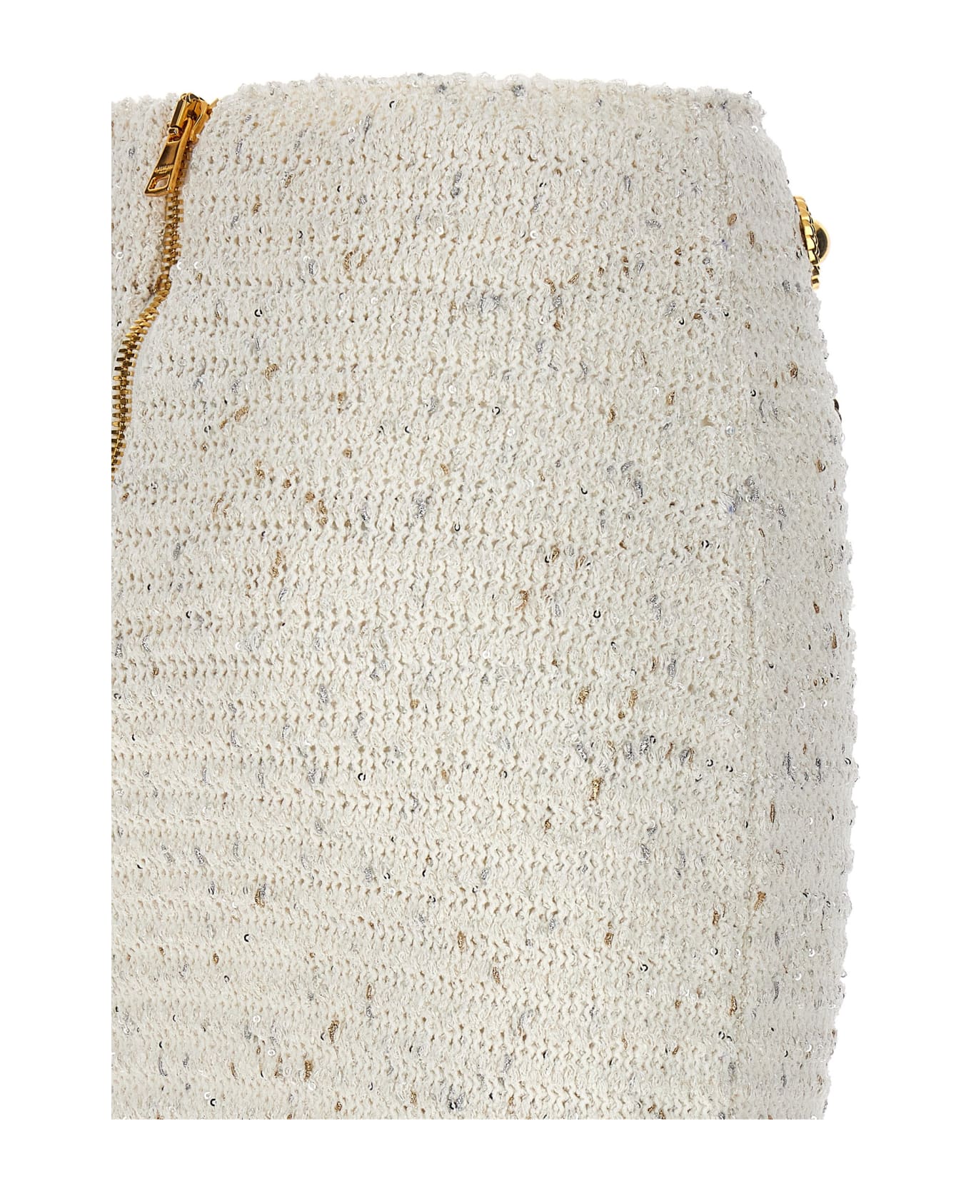 Balmain 'fringed Tweed' Skirt - White