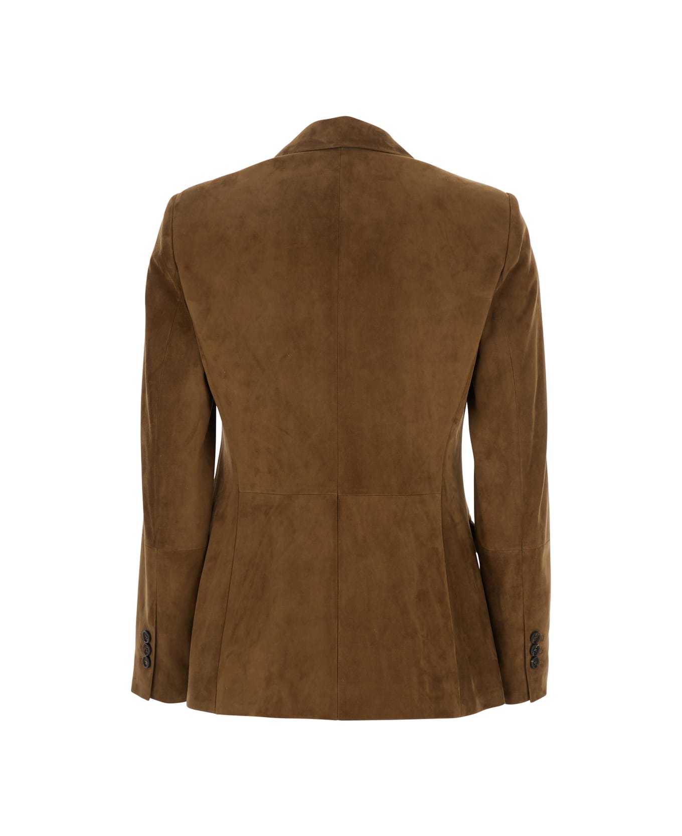 Brunello Cucinelli Beige Single-breasted Blazer Jacket With Pointed Lapels In Suede Woman - Beige