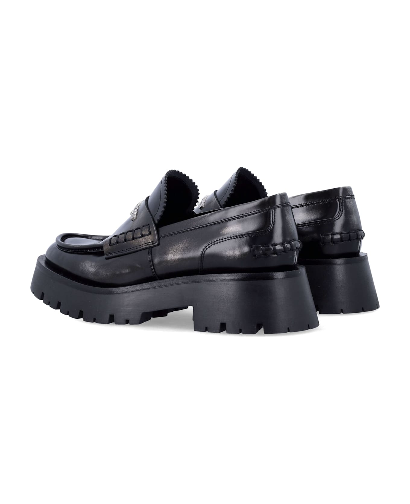 Alexander Wang Two-tone Leather Loafers - BLACK/GREY