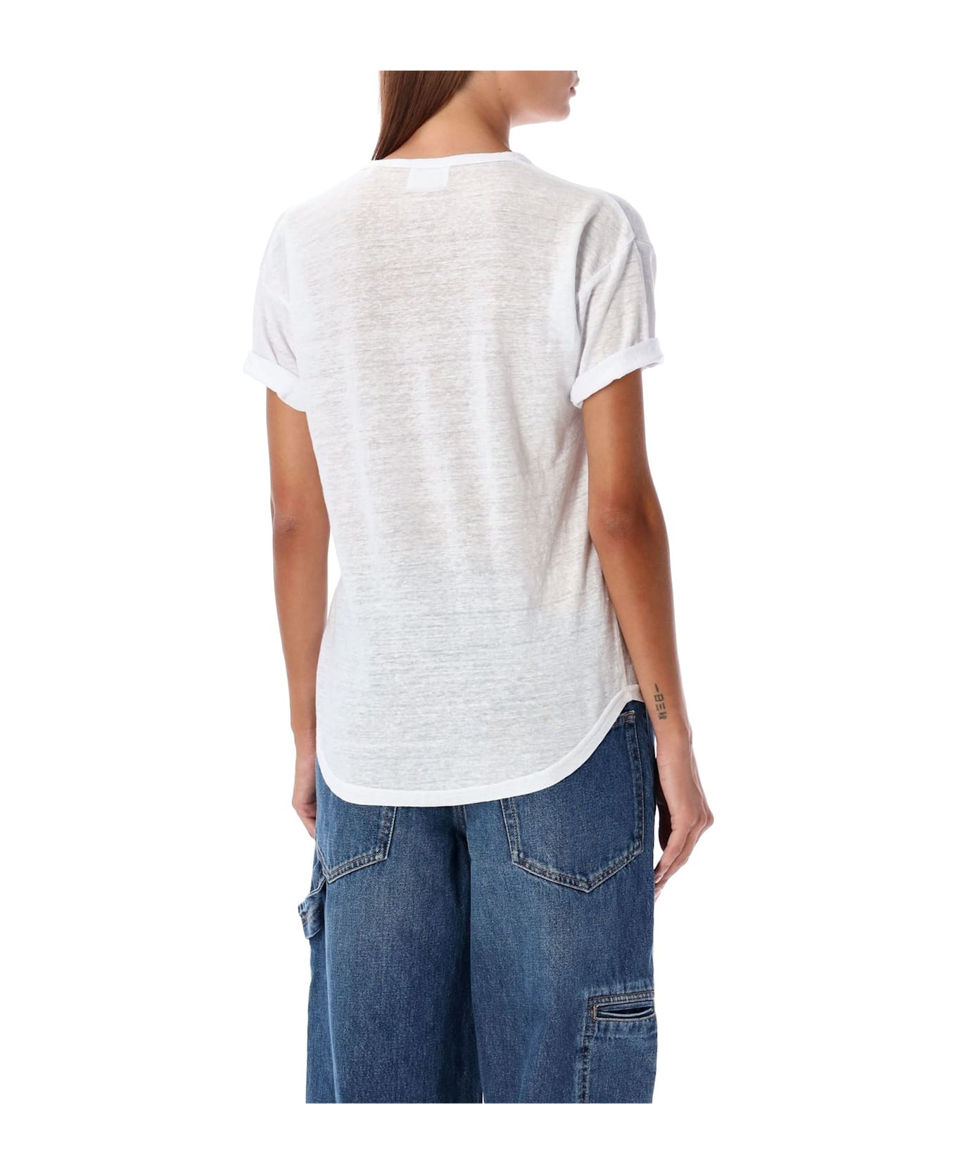 Marant Étoile Koldi Logo Printed Crewneck T-shirt - White/Light Gold