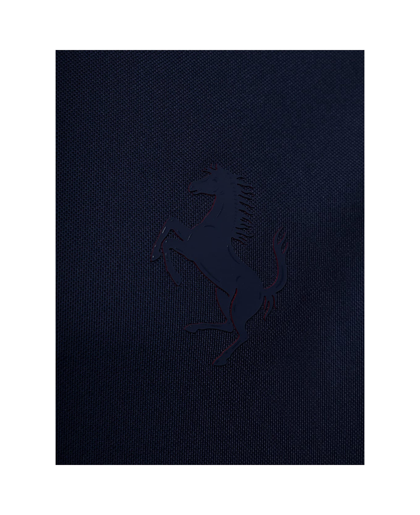 Ferrari Man's Blue Piquet Fabric Polo Shirt With Logo