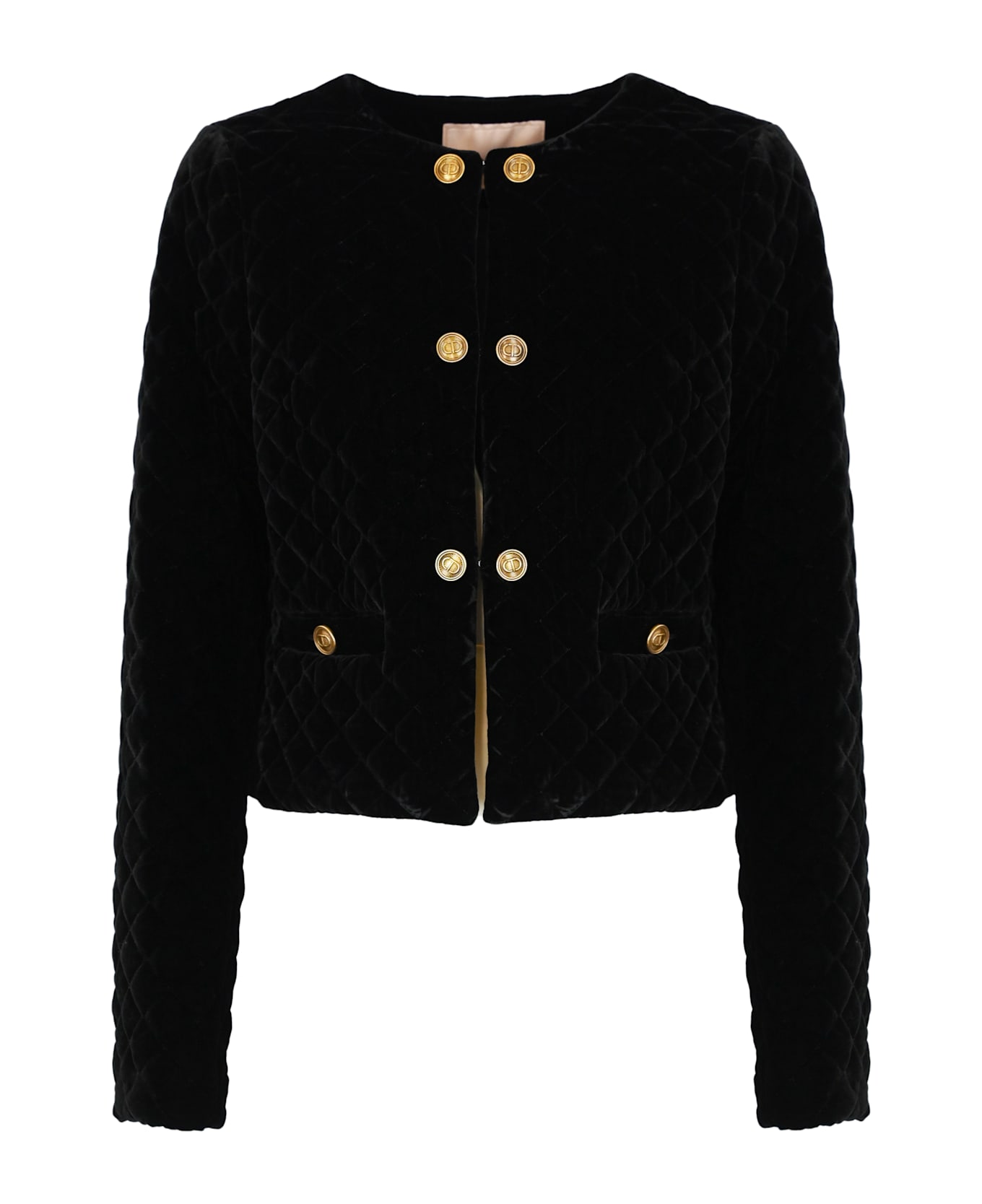TwinSet Quilted Velvet Jacket - Black