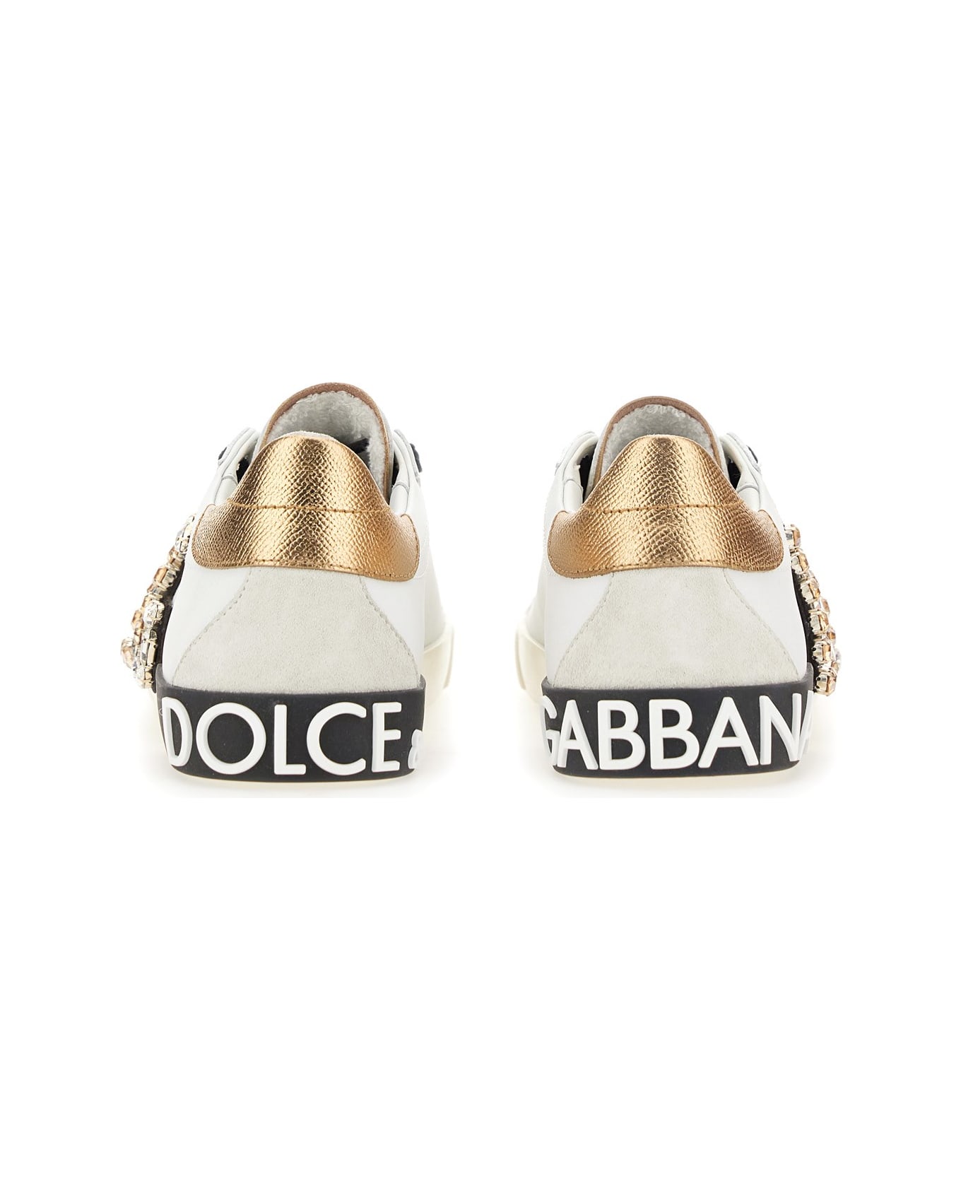 Dolce & Gabbana Portofino Vintage Sneakers - White / Gold スニーカー