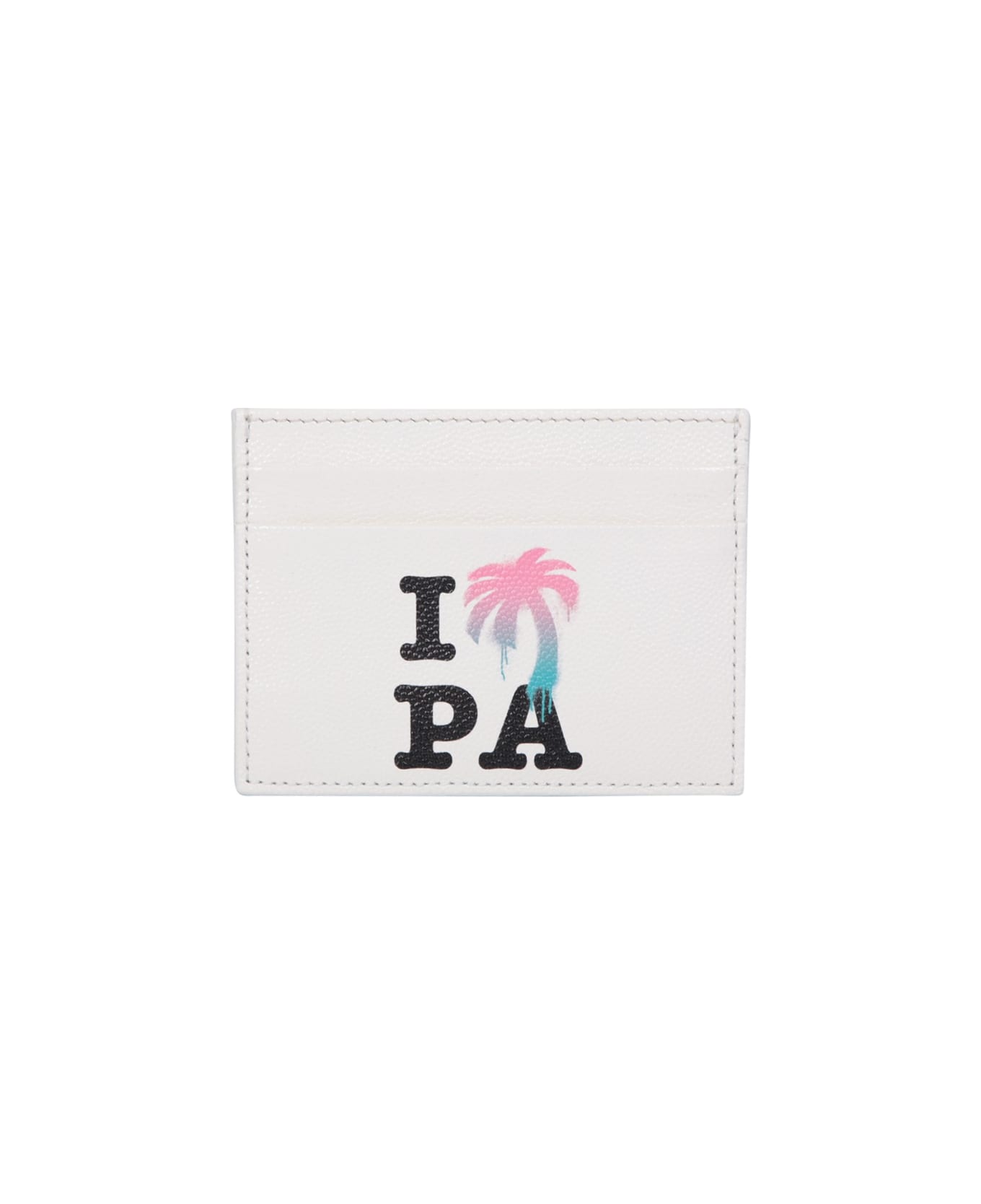Palm Angels Graphic Print Cream Cardholder - White 財布