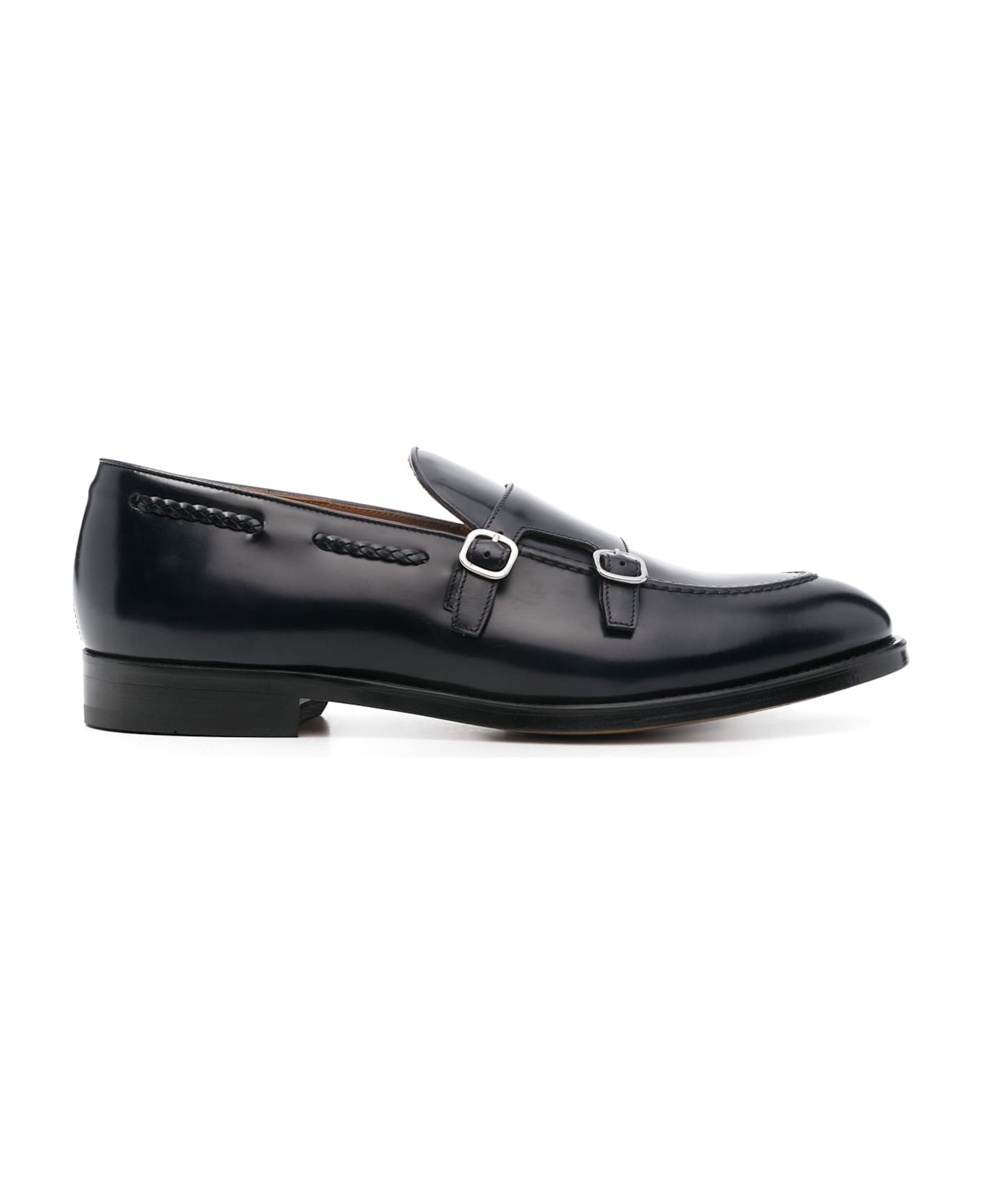 Doucal
s Moccasin With Double Leather Buckle - Black