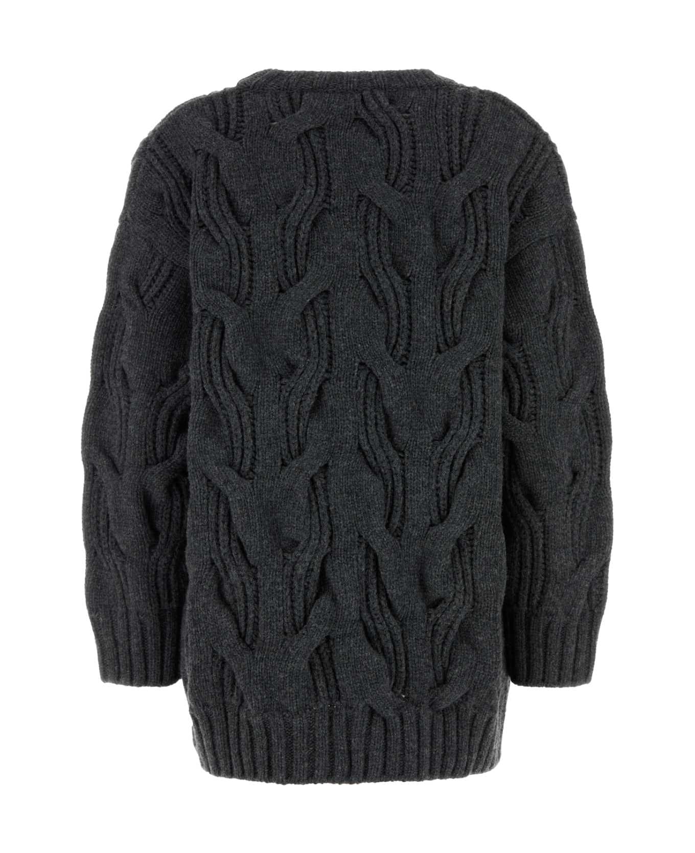Bottega Veneta Dark Grey Wool Oversize Sweater - ANTHRACITE