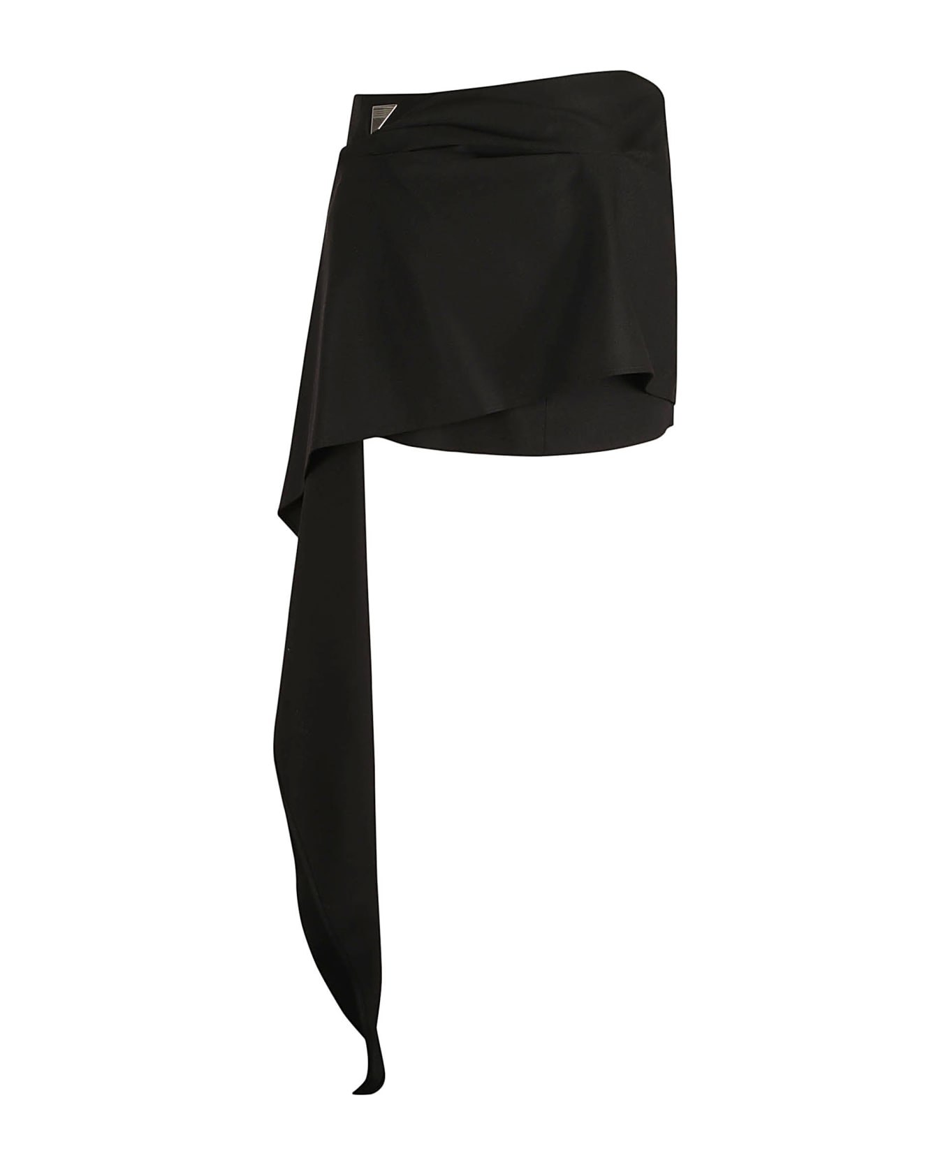 The Attico Asymmetric Short Skirt - Black