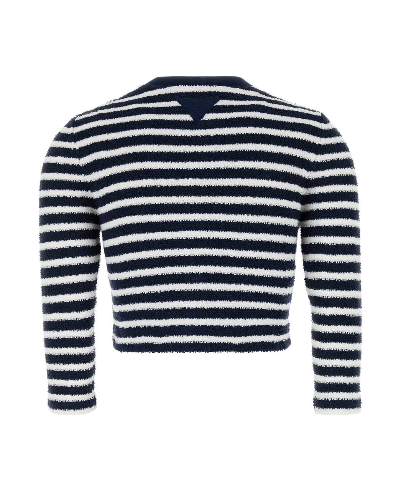 Prada Embroidered Boucle Cardigan - NAVY+NATURALE