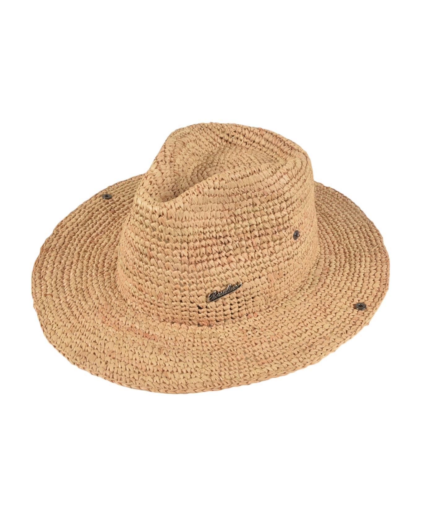 Borsalino Logo Plaque Woven Hat - NEUTRALS 帽子