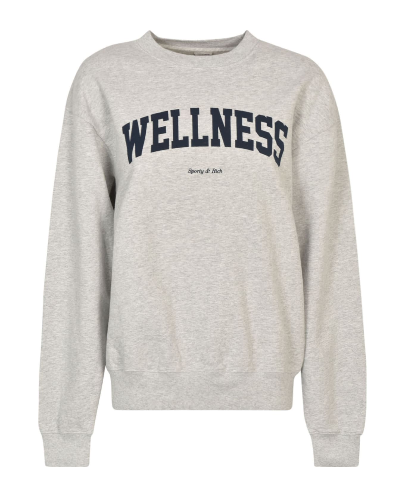 Sporty & Rich Wellness Logo Ribbed Sweatshirt - Heather Gray/Navy