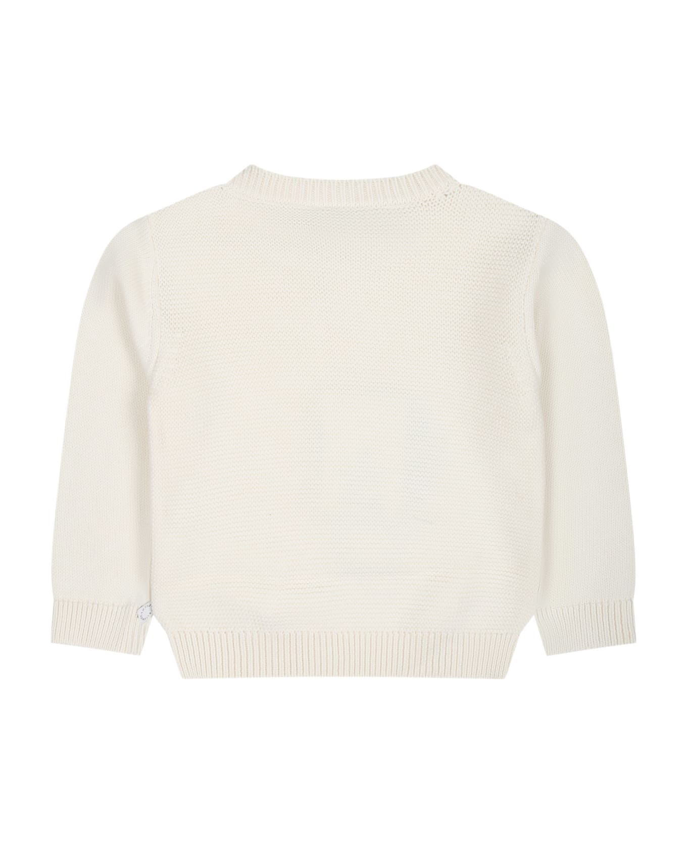 Stella McCartney Kids Ivory Sweater For Kids With Embroidered Star - Ivory ニットウェア＆スウェットシャツ