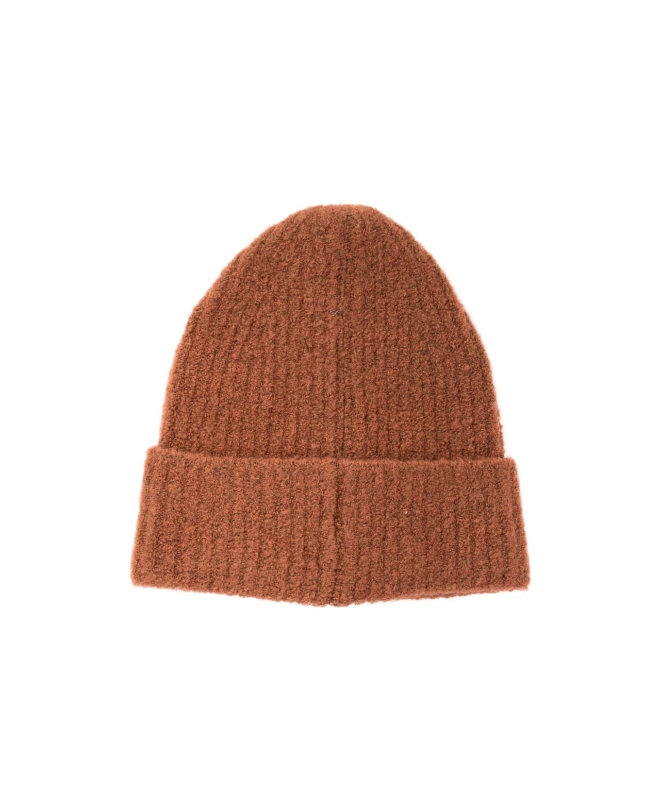Autry Logo-patch Knitted Beanie - Rosso