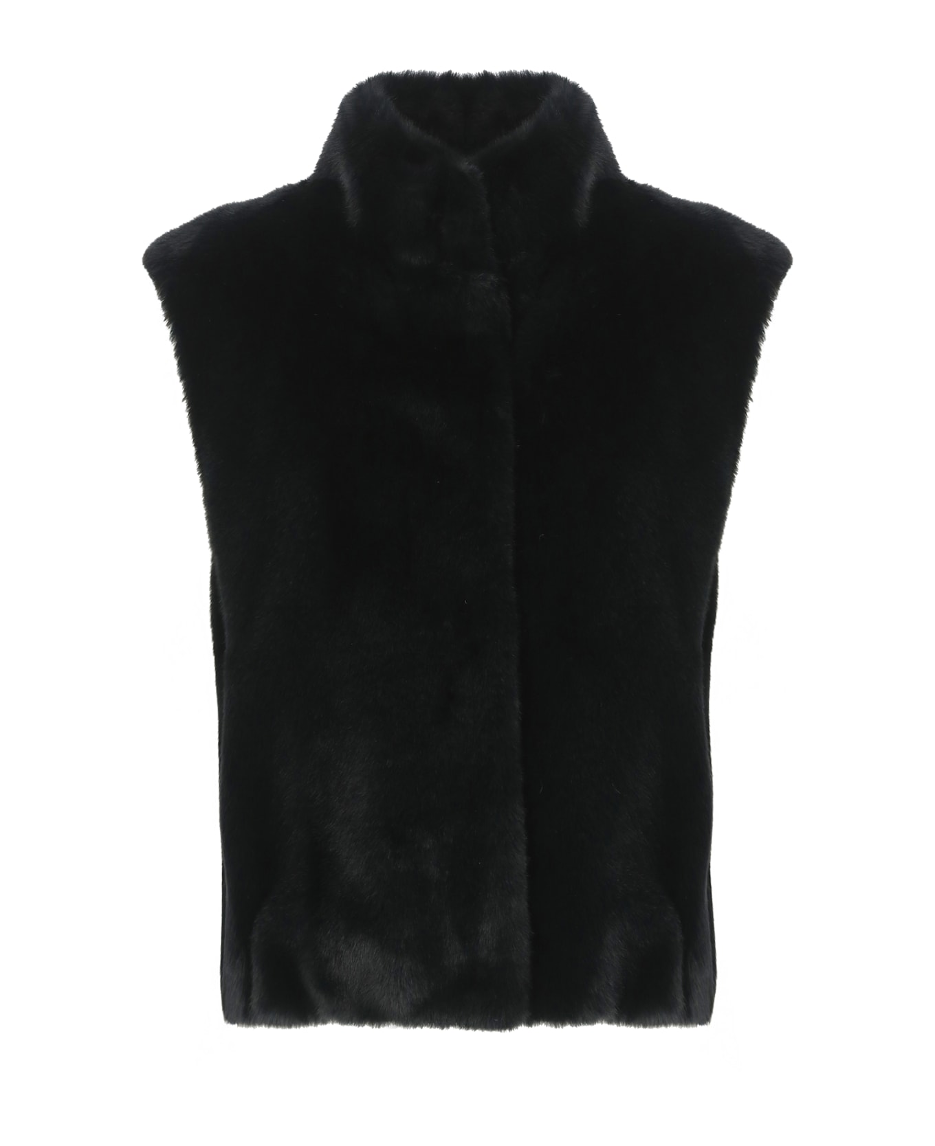 Herno Synth Fur Sleeveless Jacket - Black