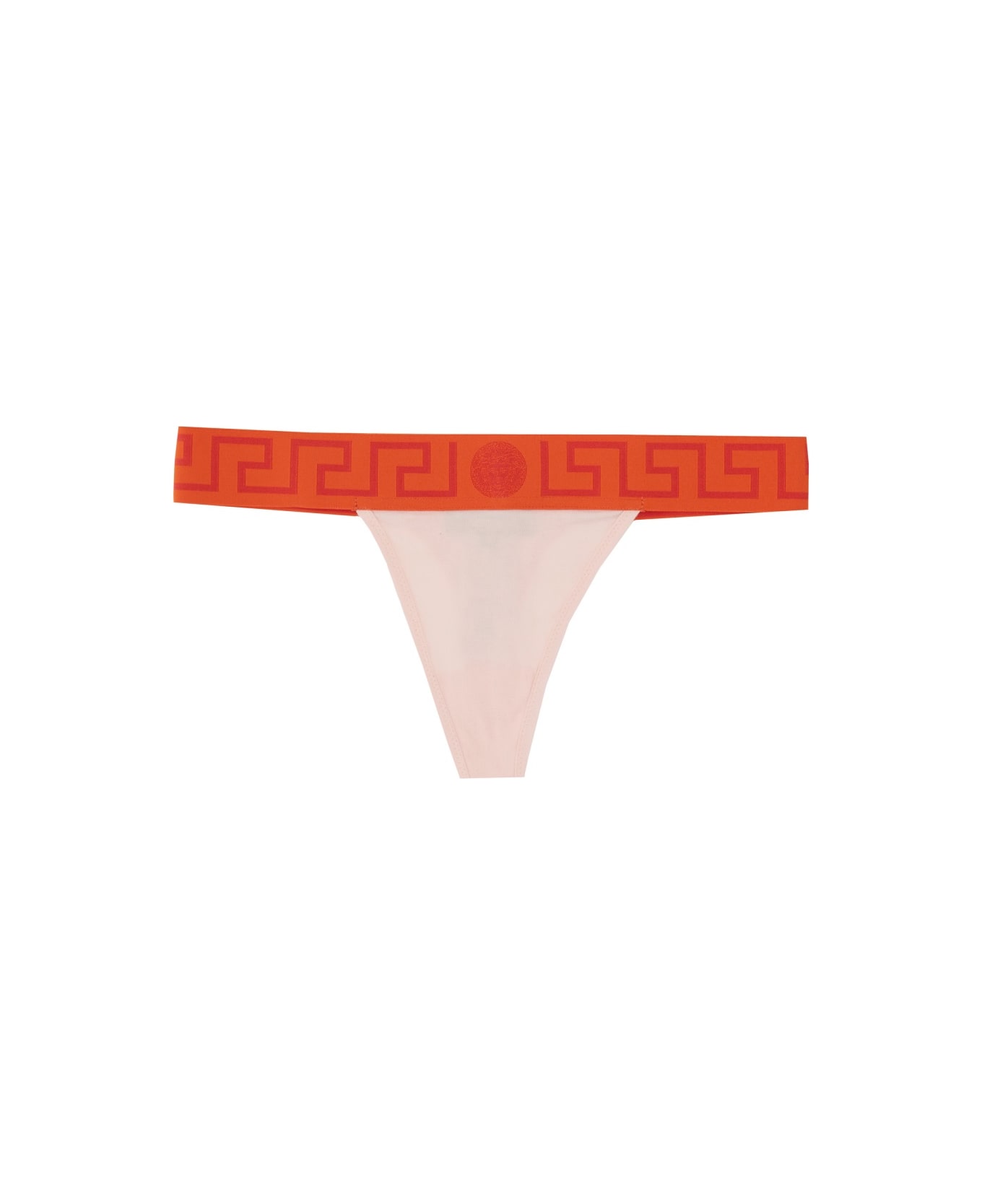 Versace Thong With Greek Border - PINK