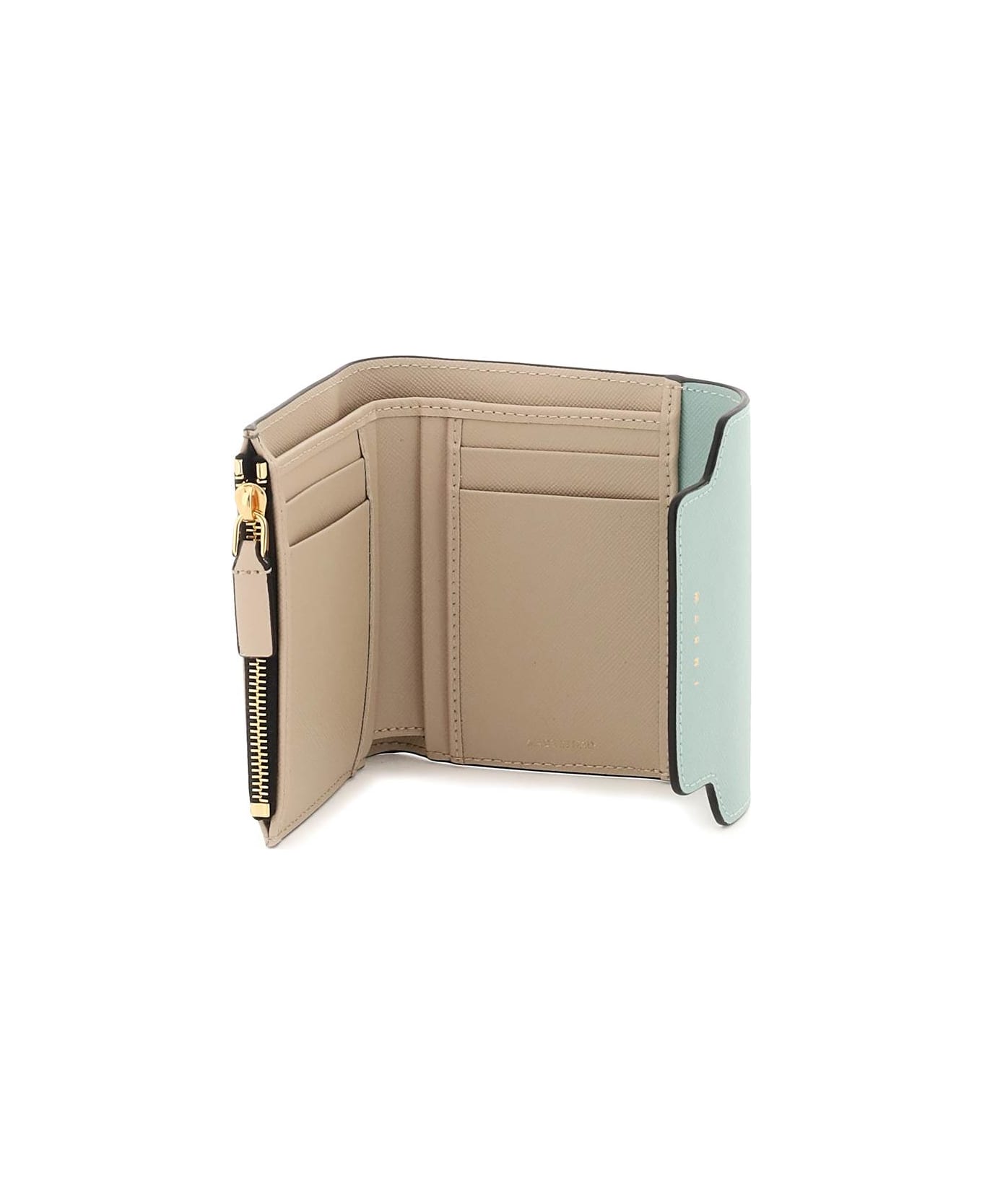 Marni Bi-fold Wallet With Flap - TEA GREEN LIMESTONE LCAMEL (Beige) 財布