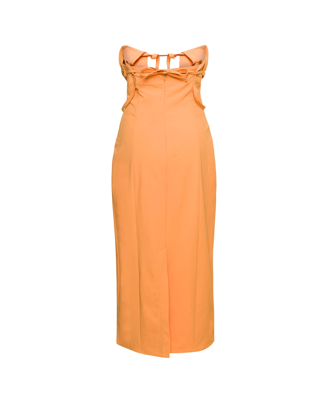 Jacquemus Orange Midi Dress La Robe Bikini In Cotton Blend Woman - Orange