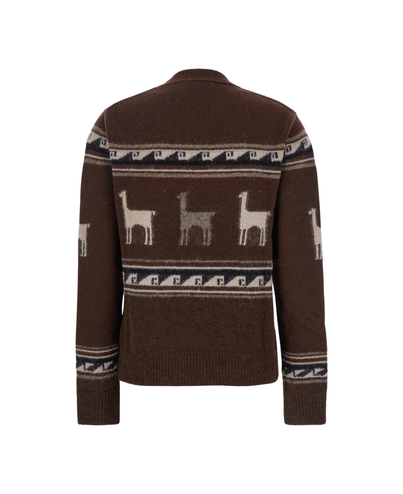 The Seafarer Brown Sweater With V Neck And Front Motif In Wool Woman - BROWN