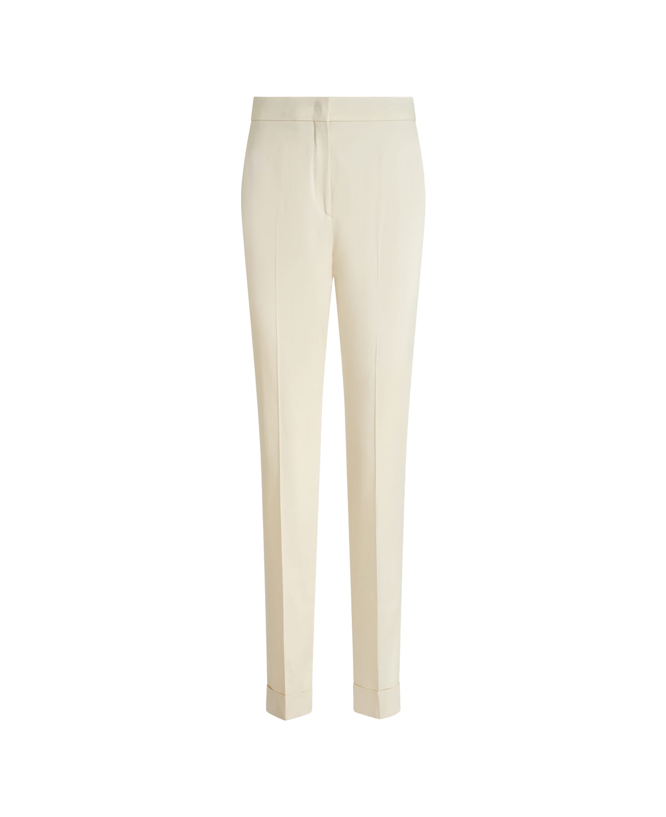 Etro Cropped Stretch Trousers In White - White ボトムス