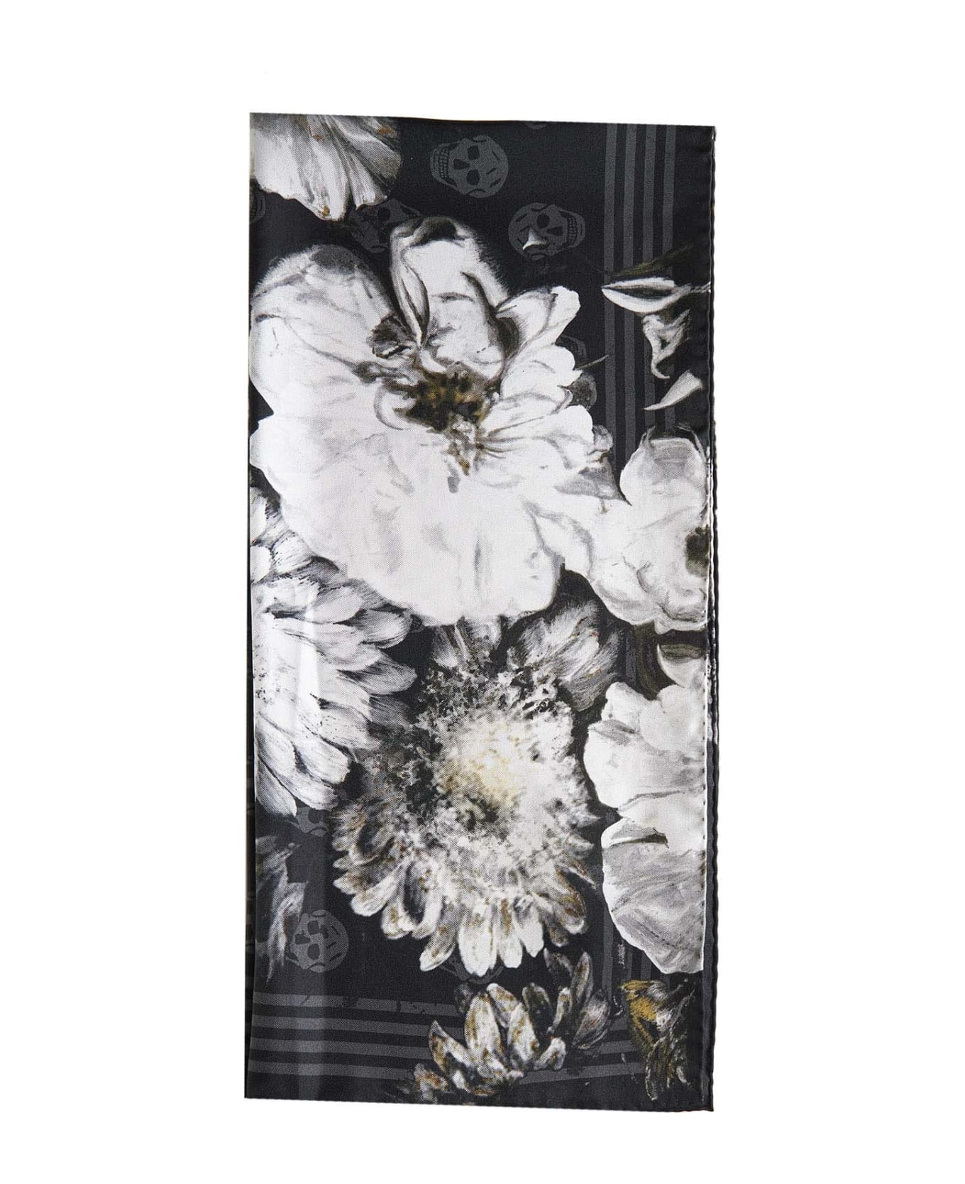 Alexander McQueen Floral Skull Printed Scarf - Black/ivory スカーフ＆ストール
