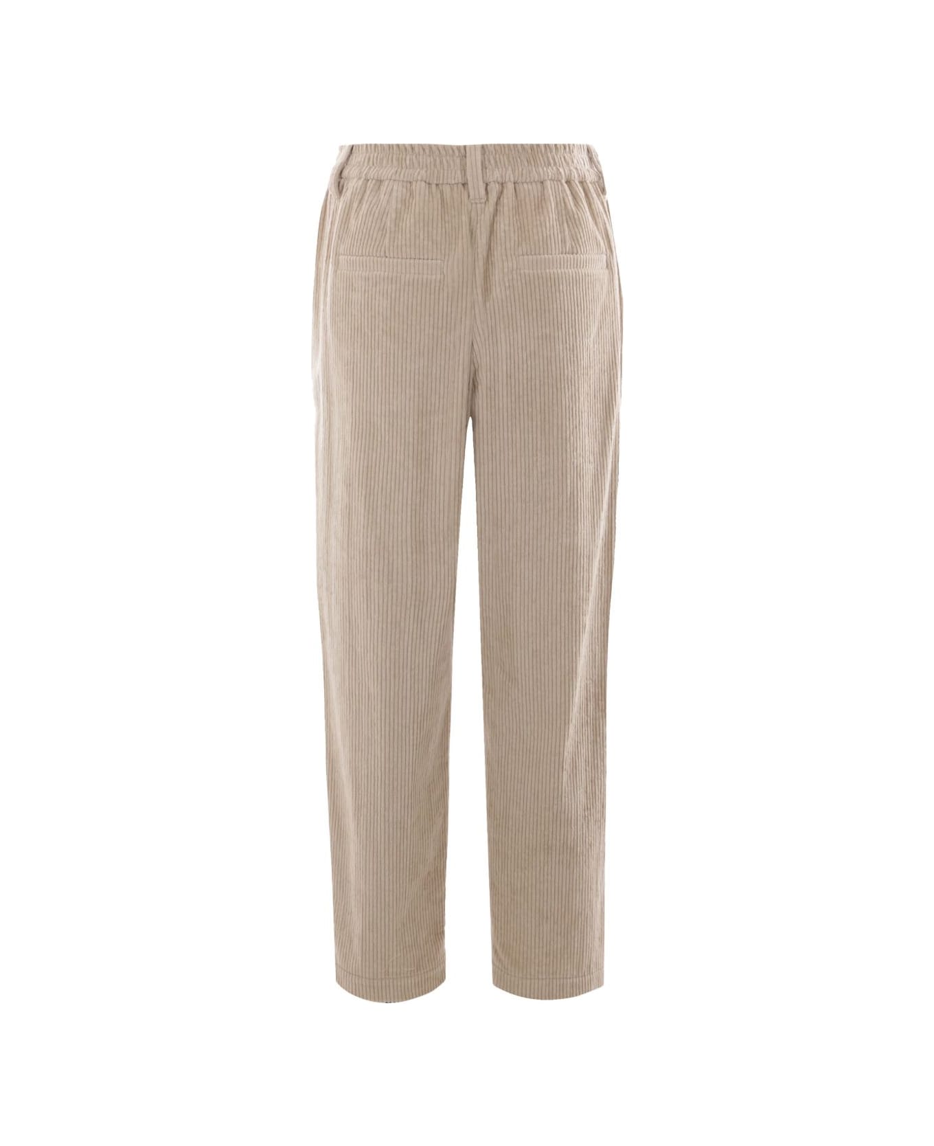 Brunello Cucinelli Straight Ribbed Trousers - Beige