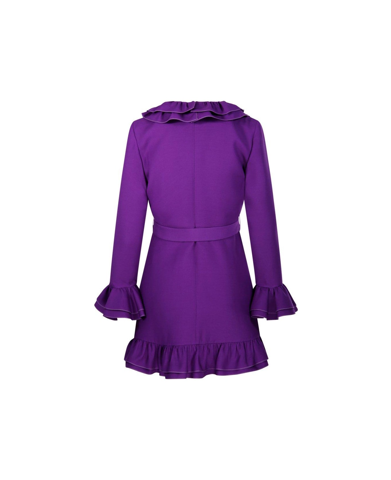 Valentino Ruffled V-neck Mini Dress - Purple