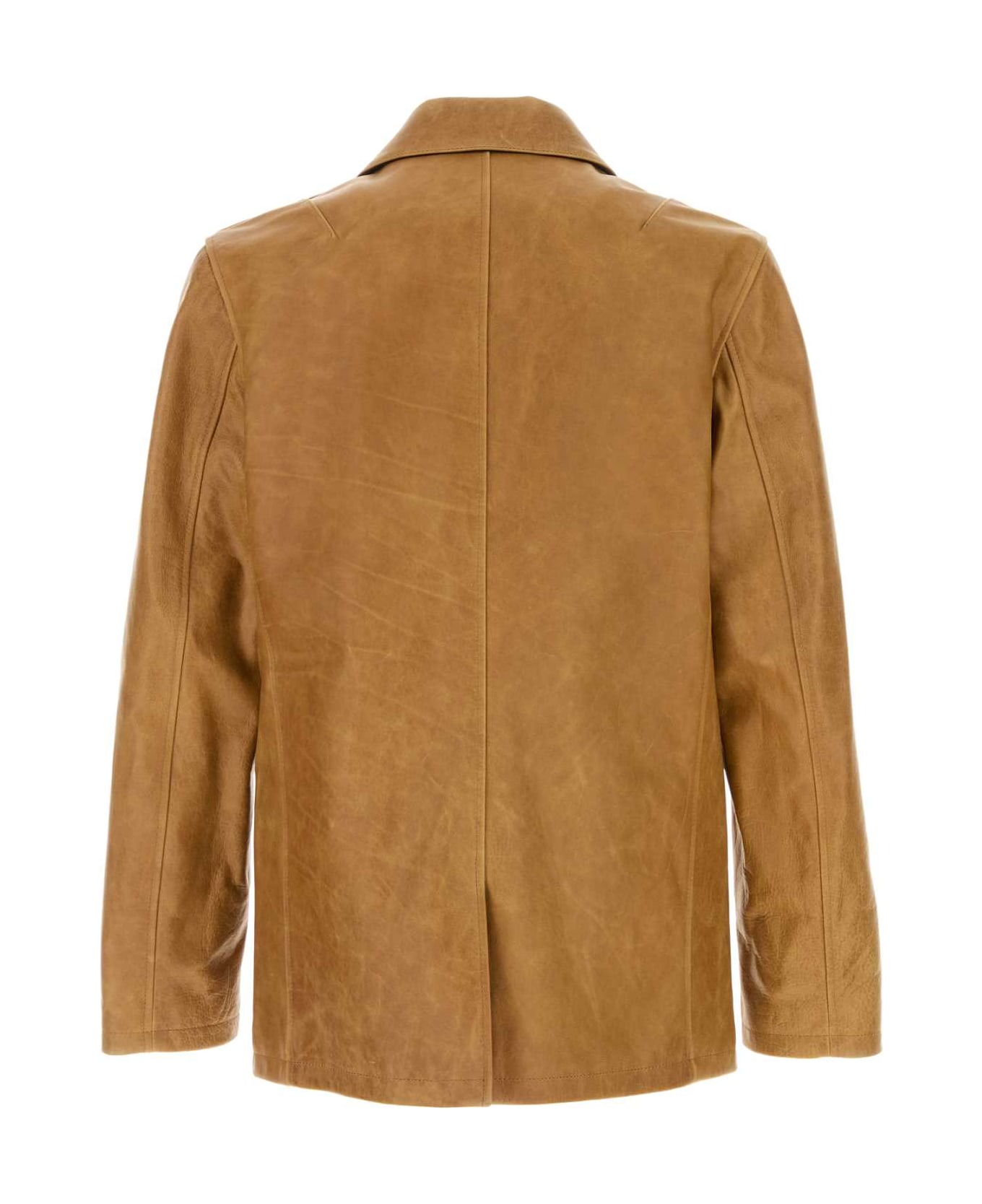 Our Legacy Camel Leather Opening Blazer - BURNTSUGARLEATHER